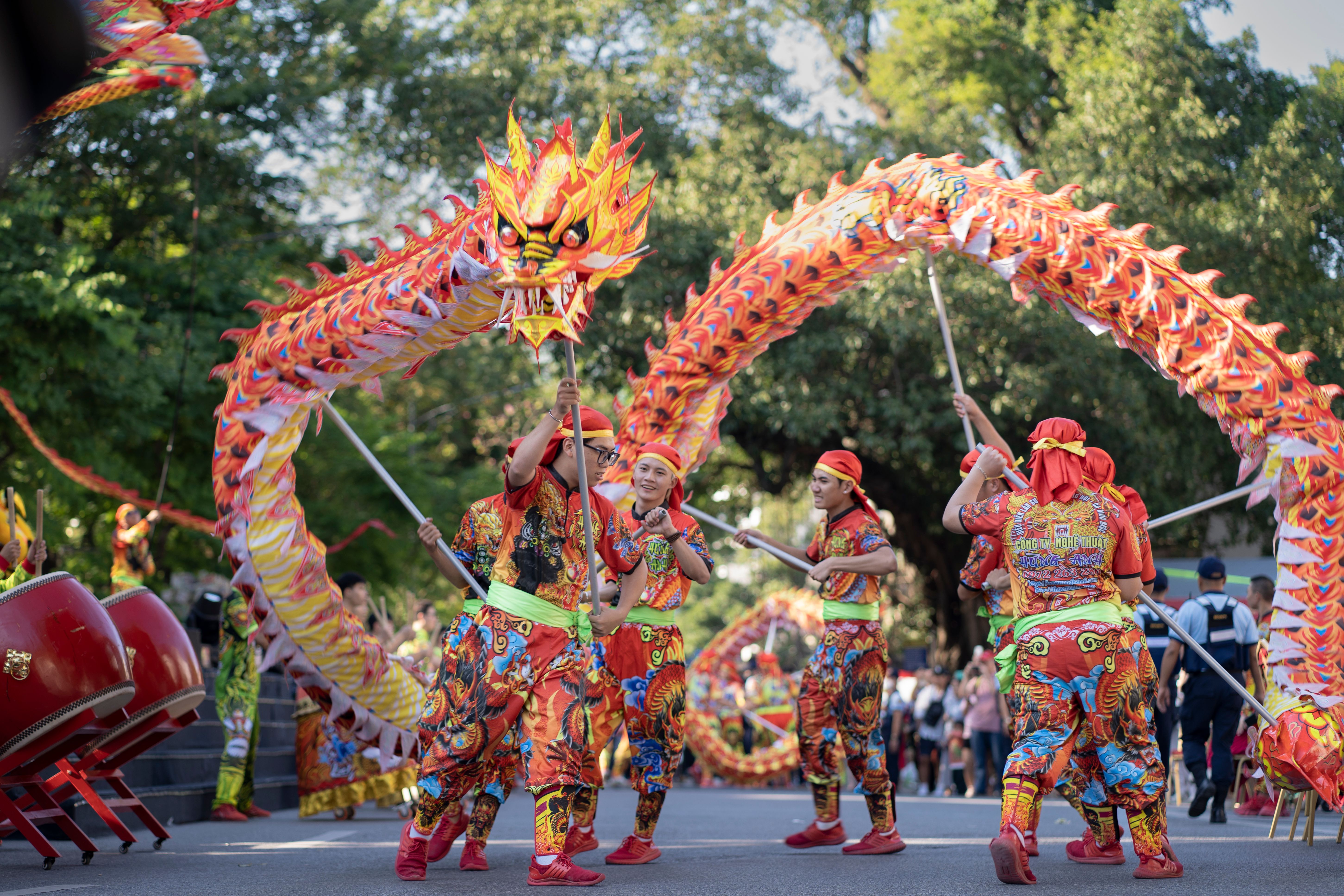 Vibrant Dragon Dance Performance in Festival · Free Stock Photo