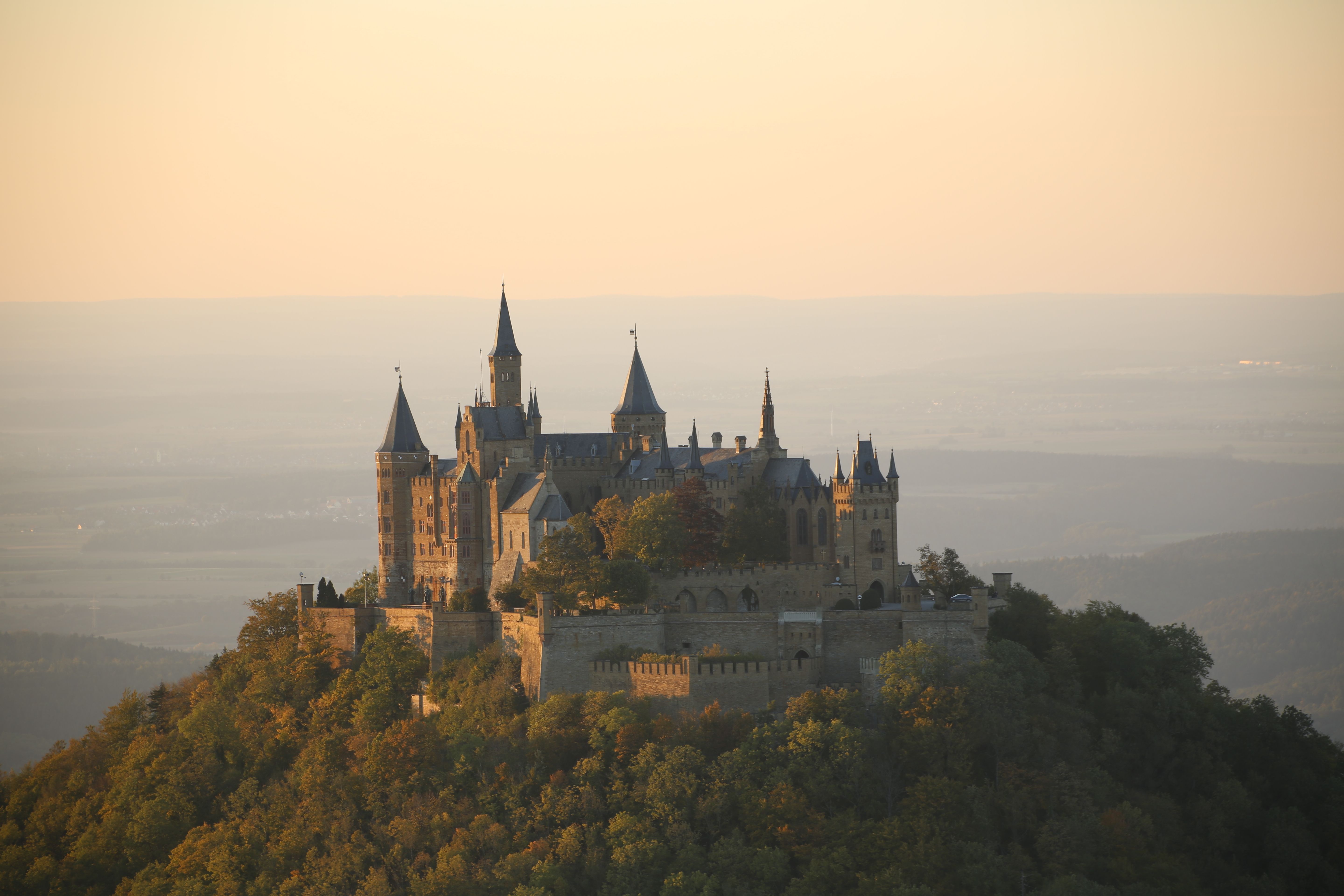 Hohenzollern Castle perched on a hilltop in Germany