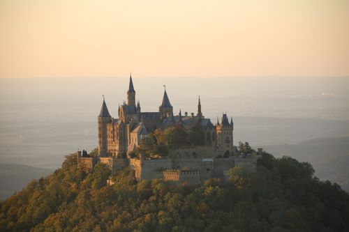 Hohenzollern Castle perched on a hilltop in Germany