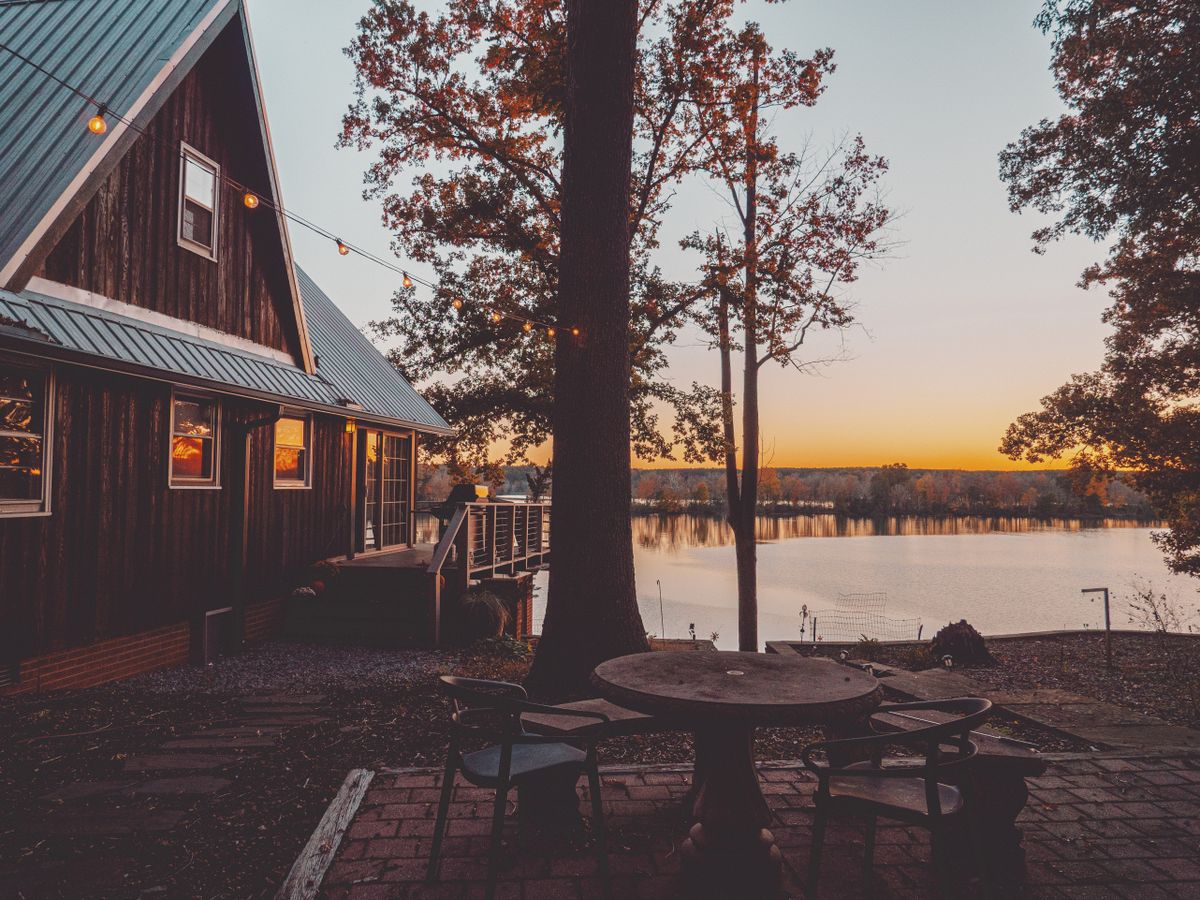 Portage Lakes waterfront lifestyle and sunset deck