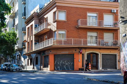 Free Charming urban building on a sunny day in Montevideo, Uruguay captures architectural details. Stock Photo
