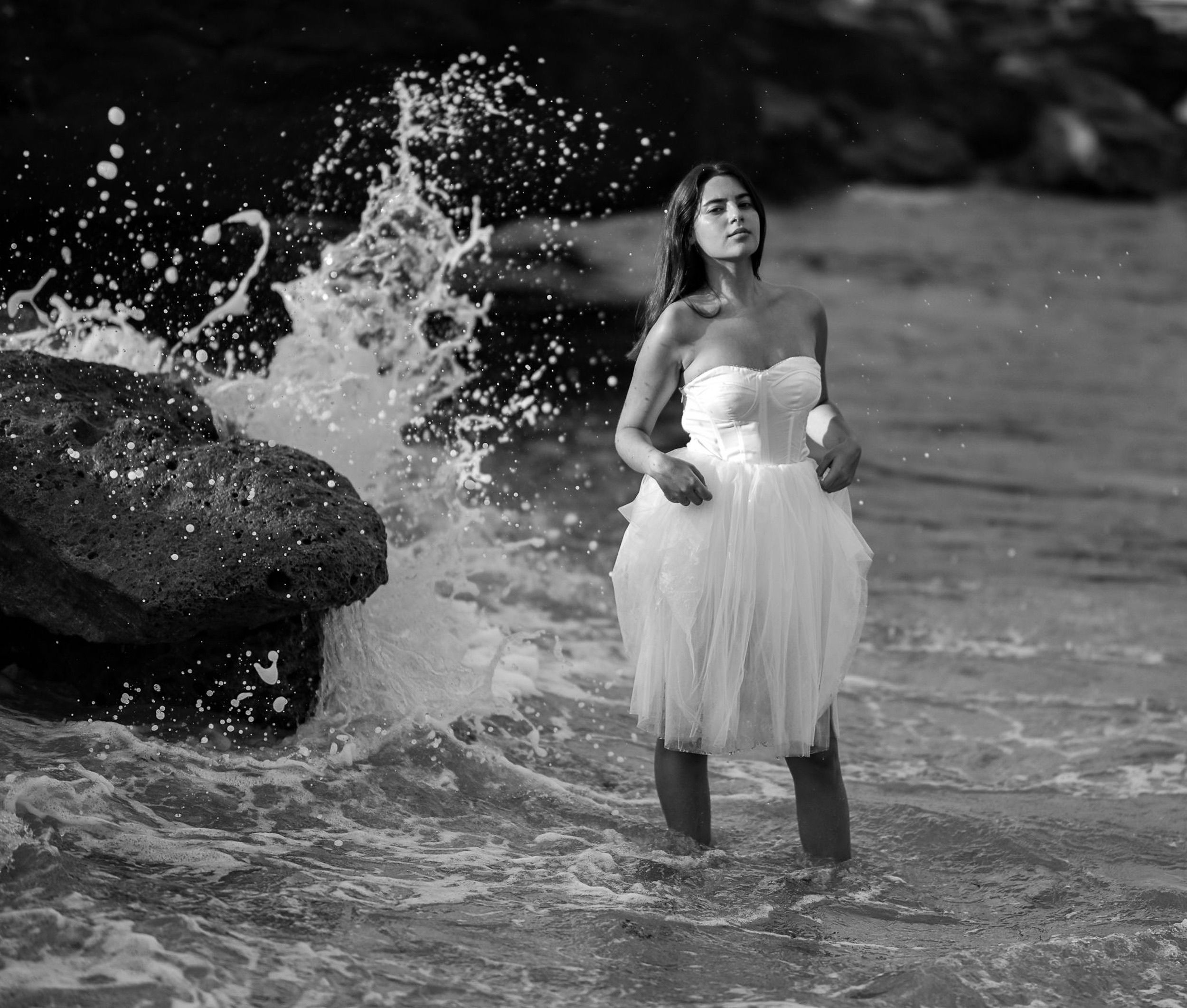 white dress for beach portraits Myrtle Beach Senior Portraits by the Ocean