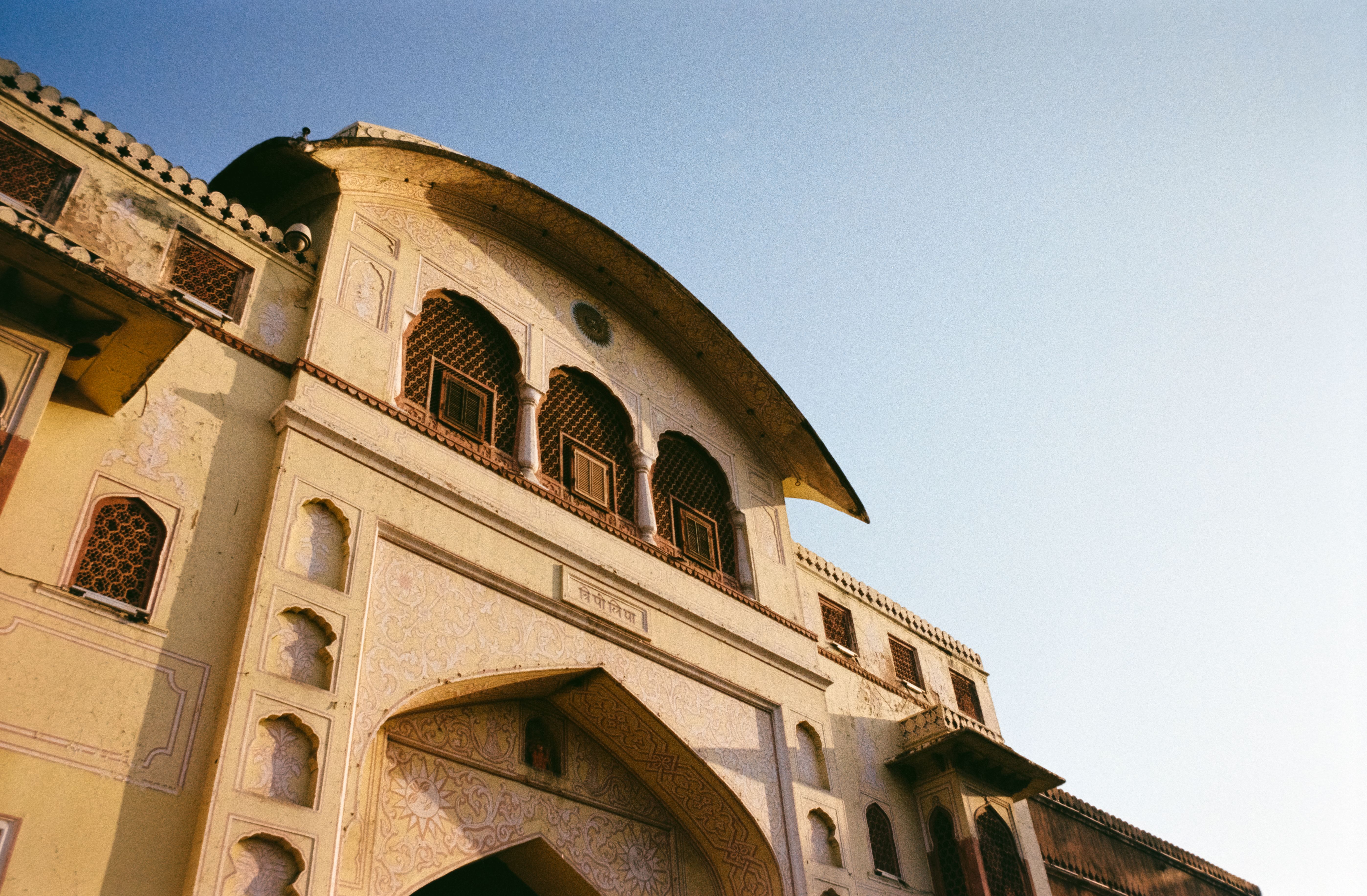 Comfortable mid-range hotel room in Jaipur, India with local decor