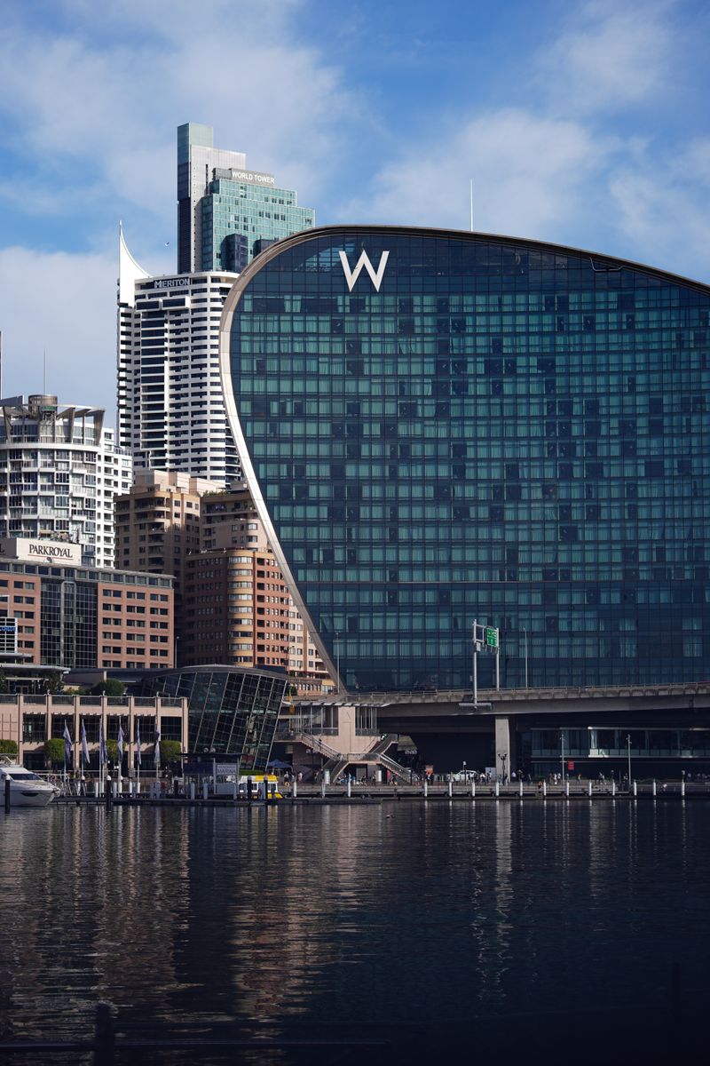 Darling Harbour waterfront with footbridge