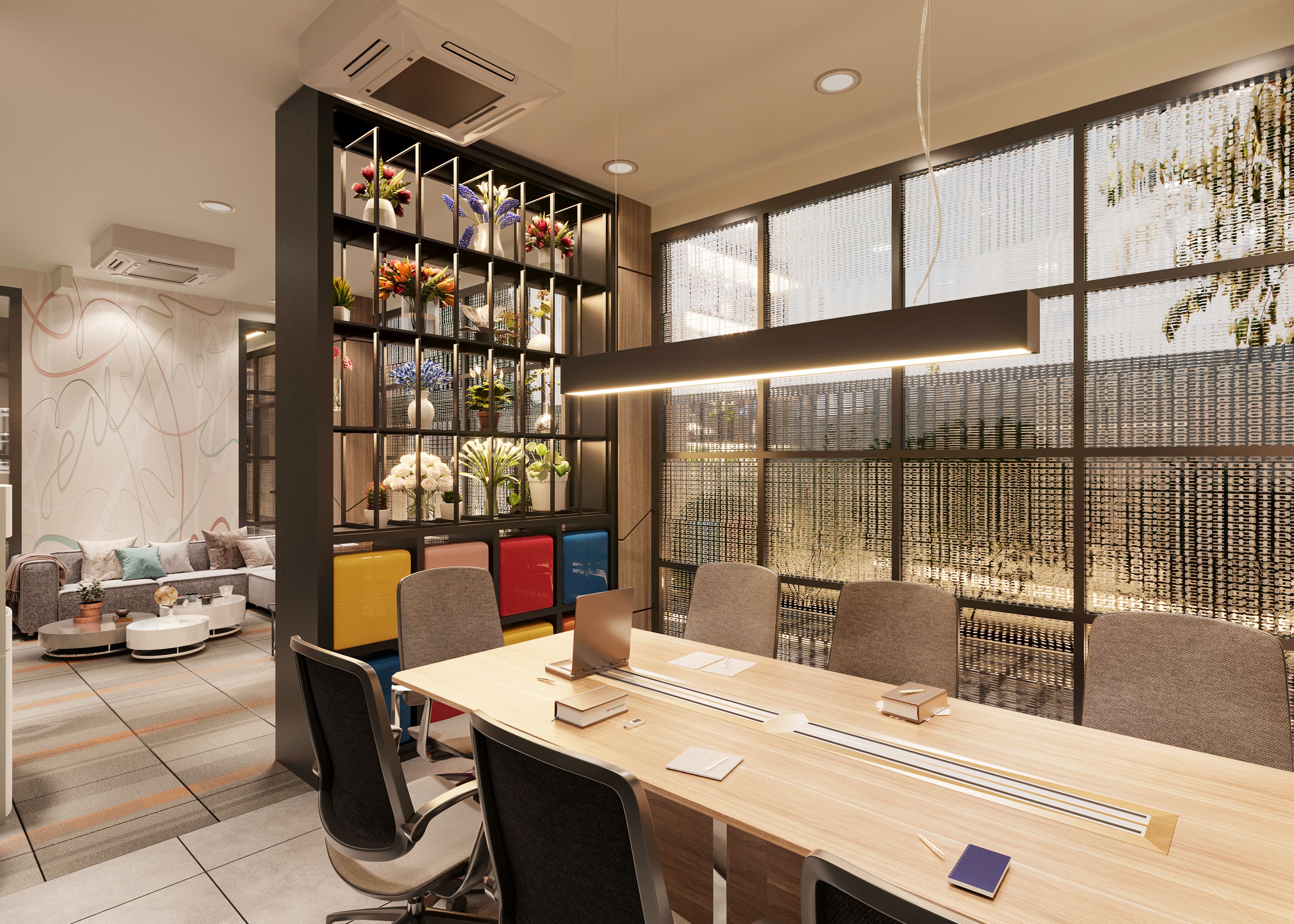 Modern Office Interior with Elegant Workspace Design · Free Stock Photo
