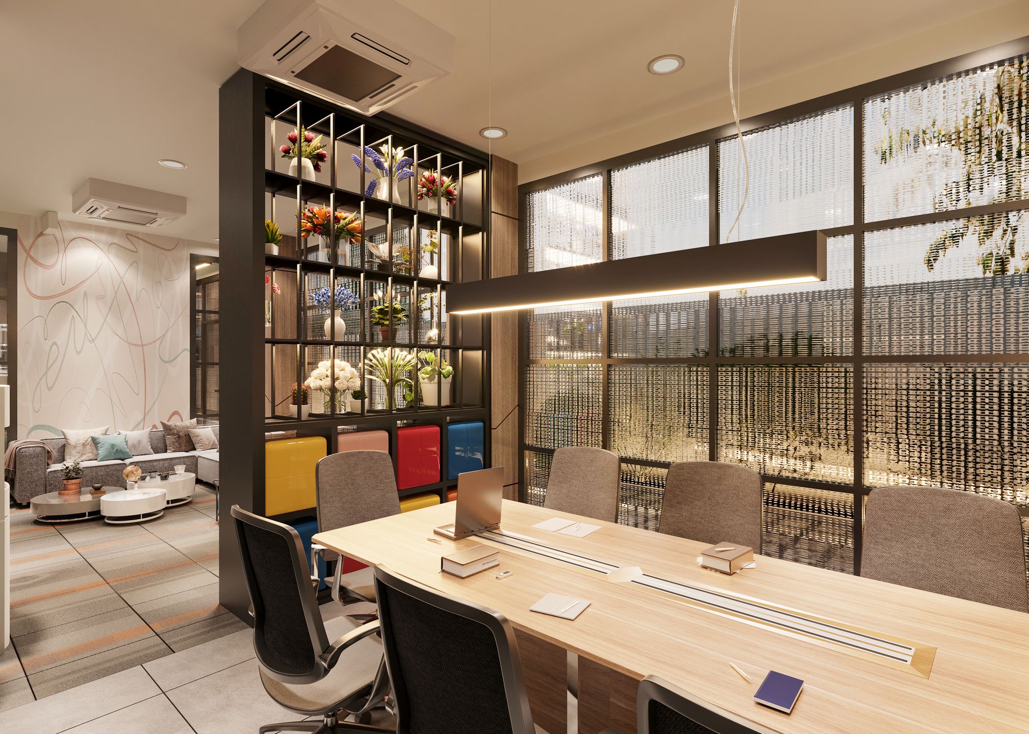 Modern Office Interior with Elegant Workspace Design · Free Stock Photo