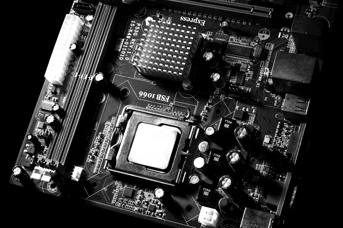 Free Grayscale Photo of Motherboard Stock Photo