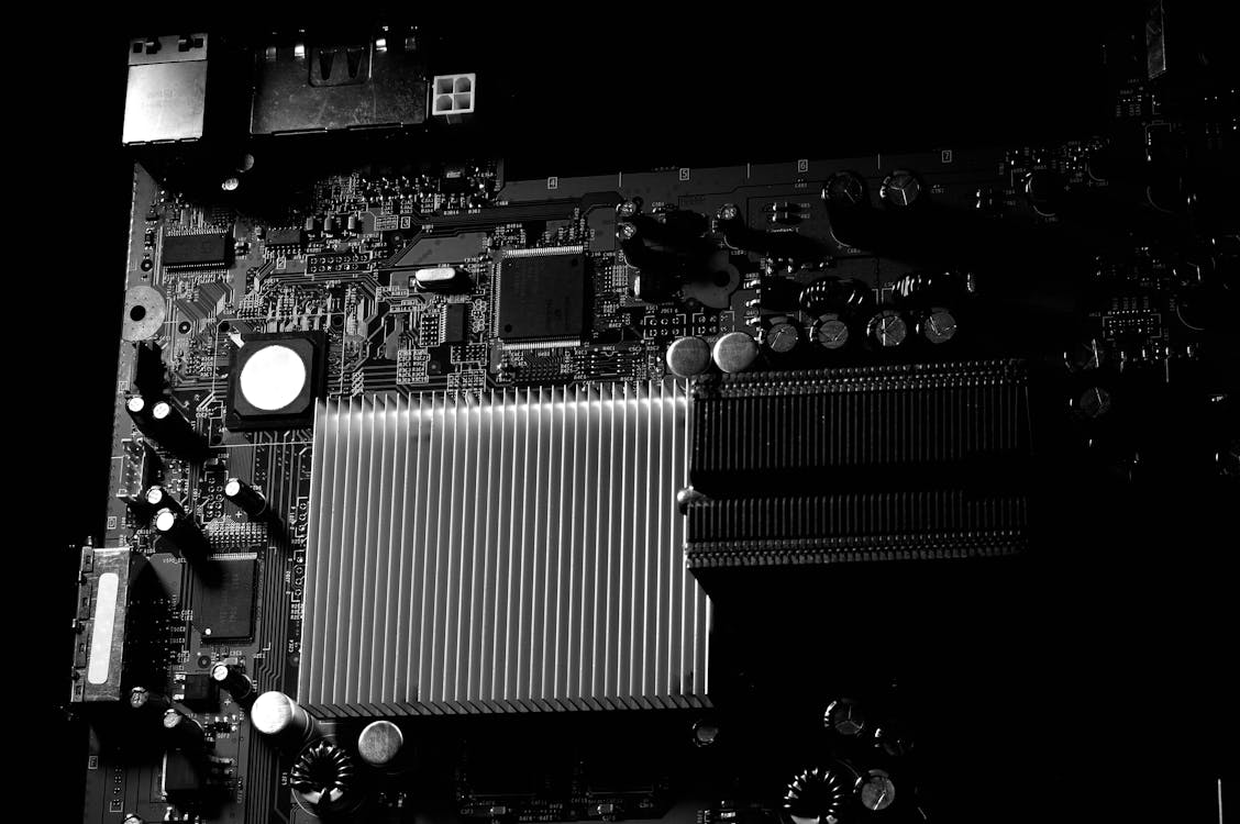 Motherboard with Heatsink in Close-up View