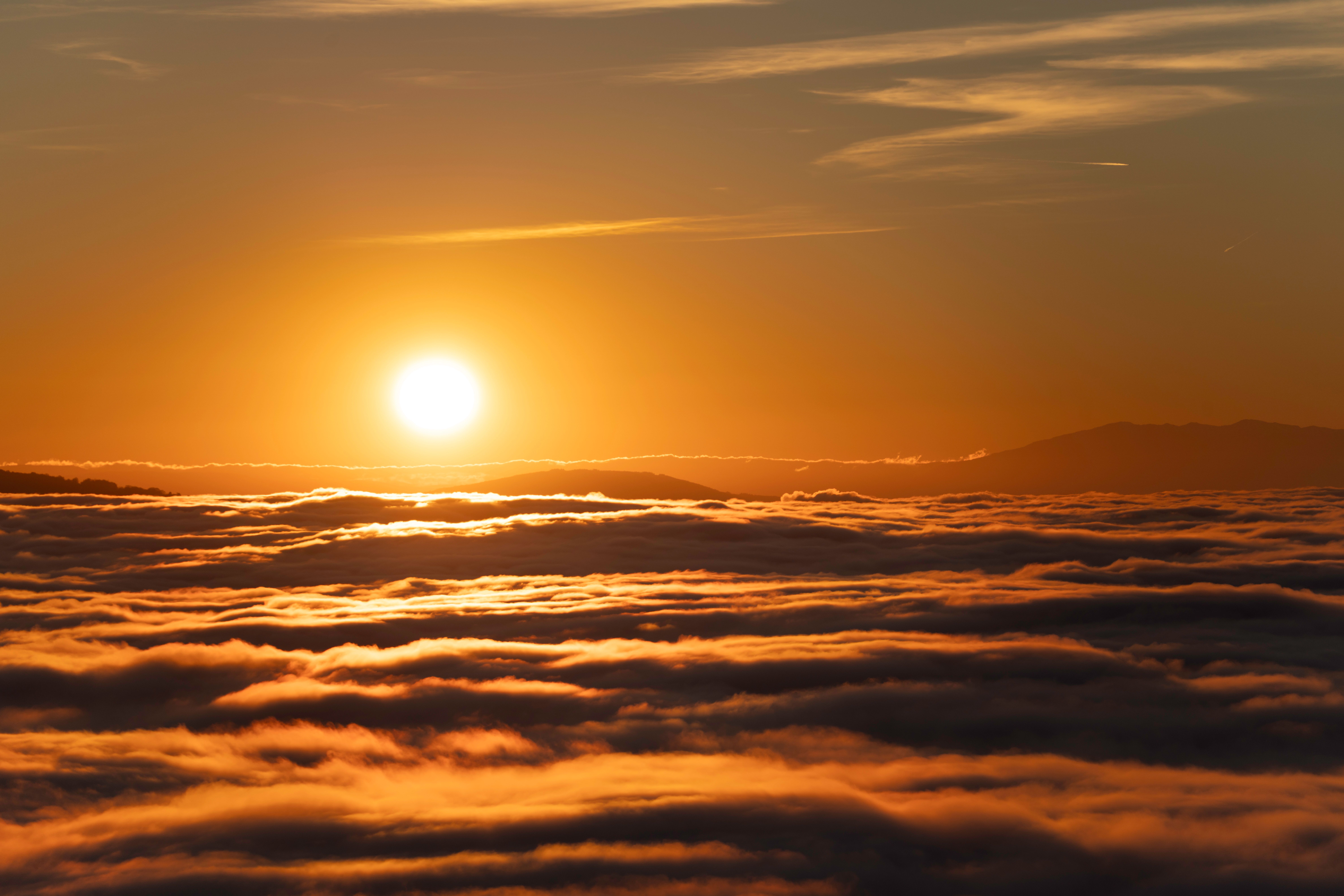 Sun on Yellow Sky over Clouds · Free Stock Photo