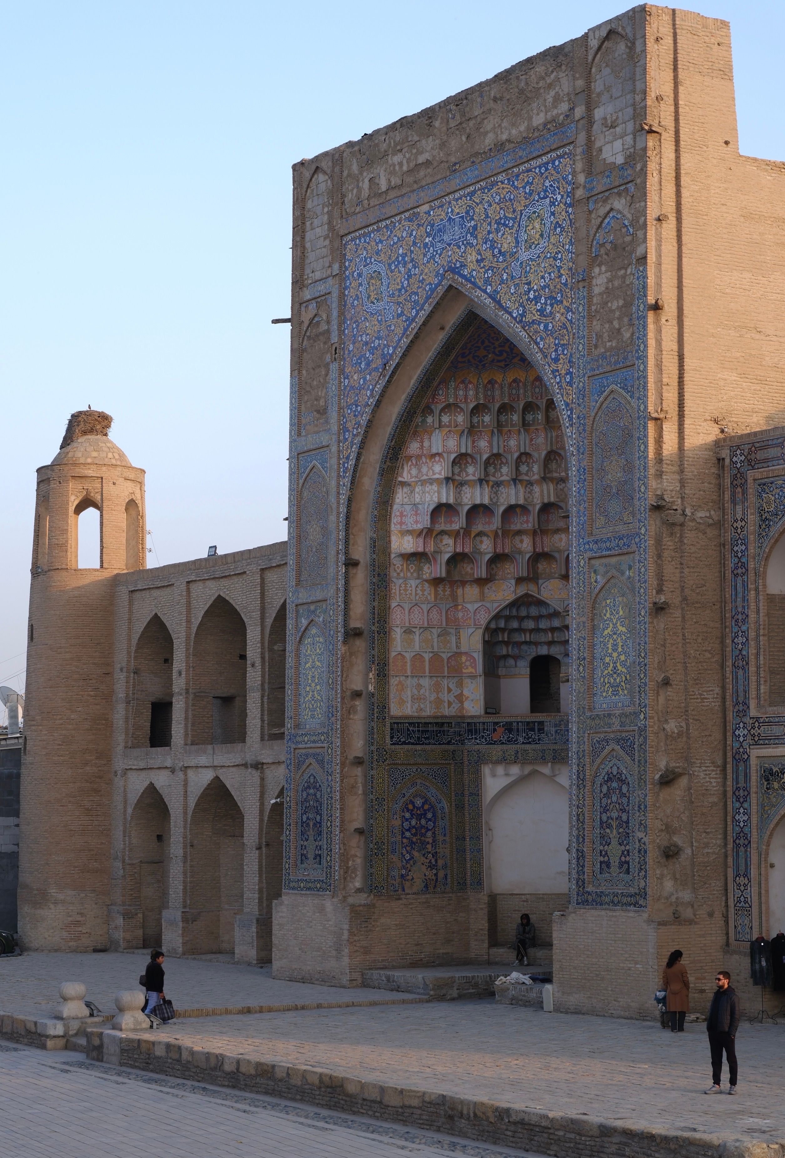 Beautiful architecture of a historic madrasa in Bukhara, reflecting Uzbek heritage and design.