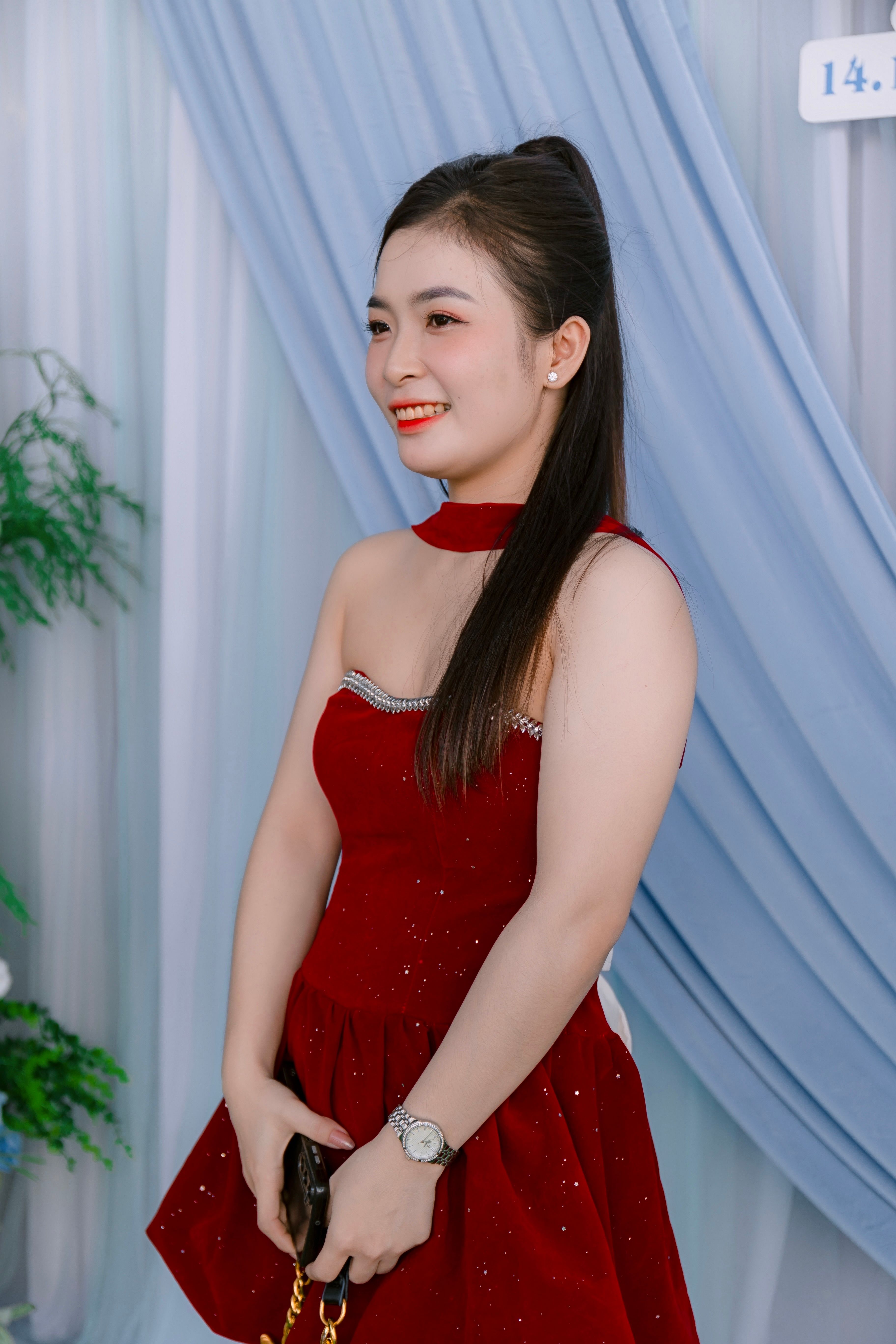 Elegant Woman in Red Dress at Formal Event · Free Stock Photo