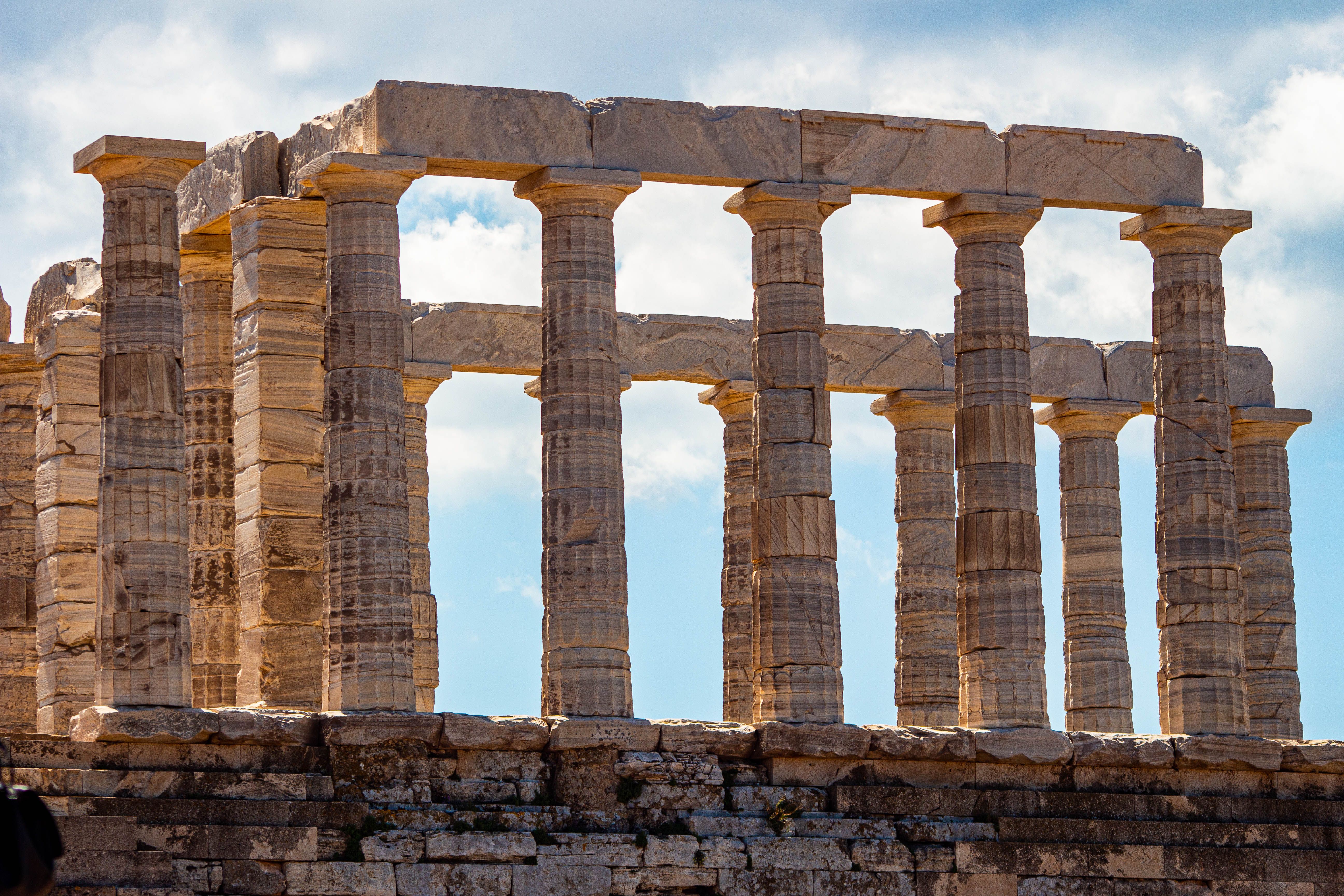 Stunning view of the iconic Temple of Poseidon at Cape Sounion, Greece.