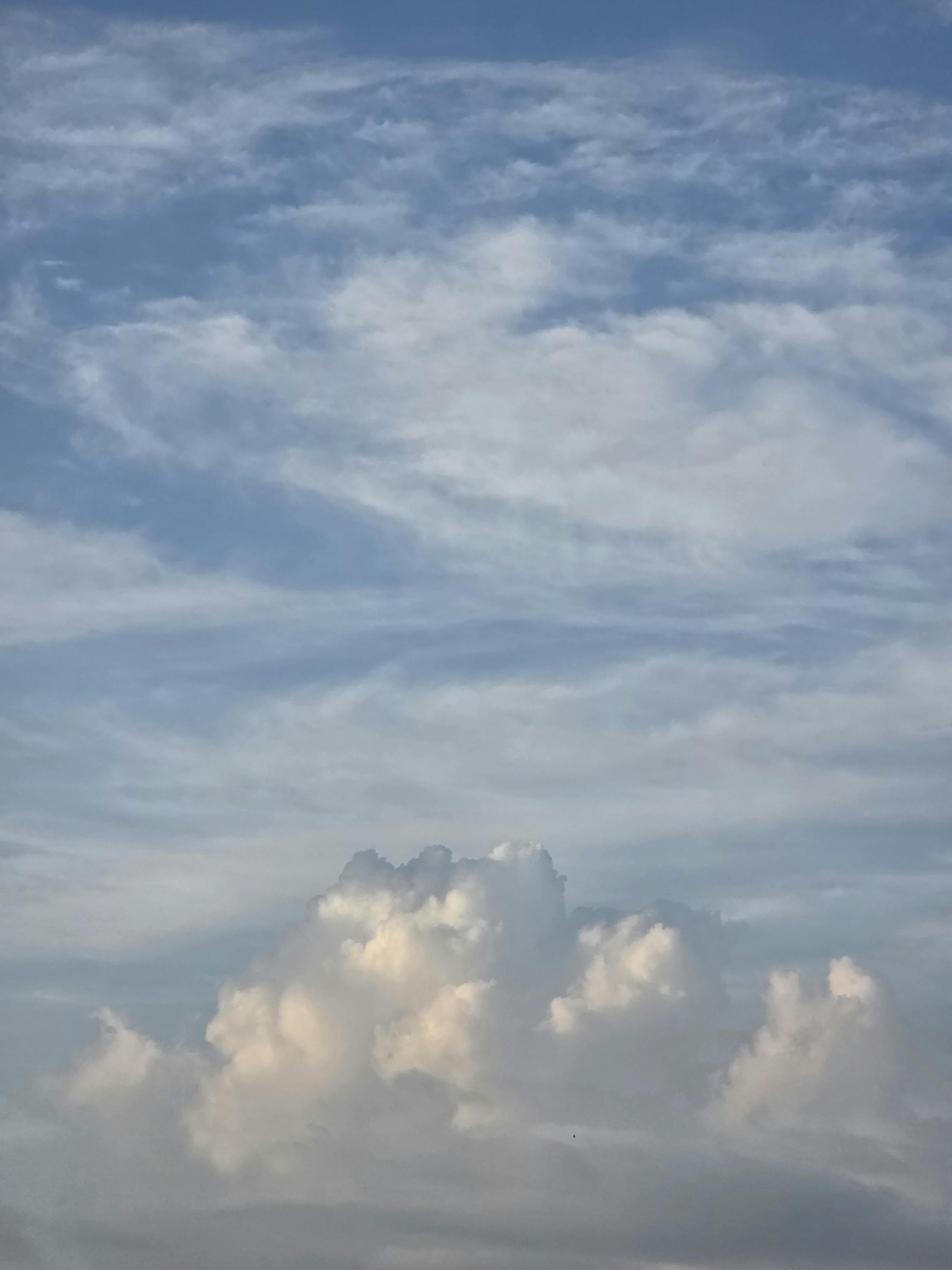Free Serene image of fluffy clouds against a calm blue sky during the day. Stock Photo