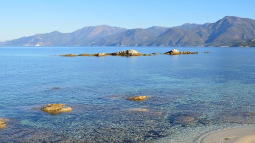 Free Beautiful clear waters and rocky coastline in Patrimonio, Corse, France. Stock Photo