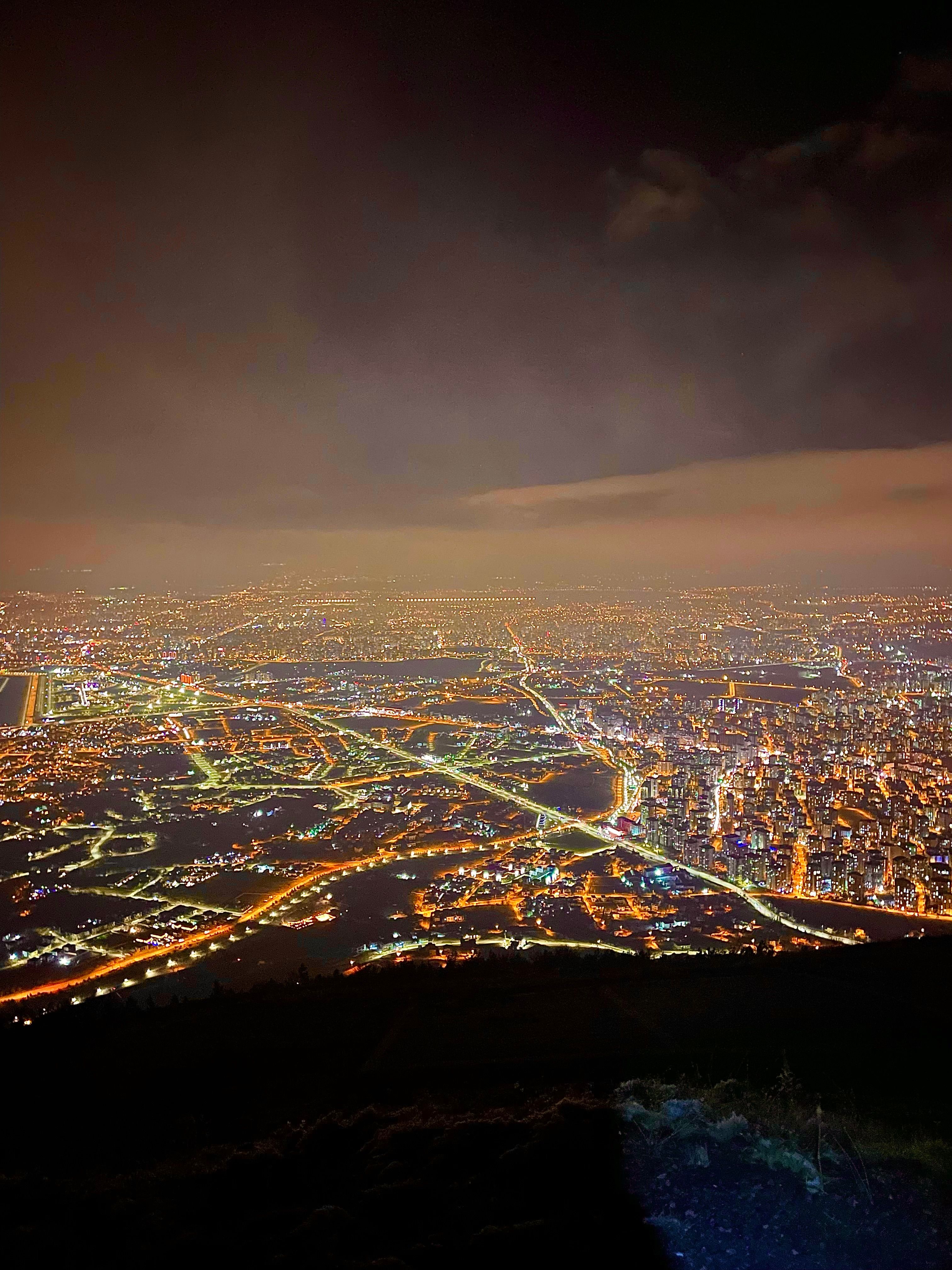 Stunning Night Aerial View of City Lights · Free Stock Photo