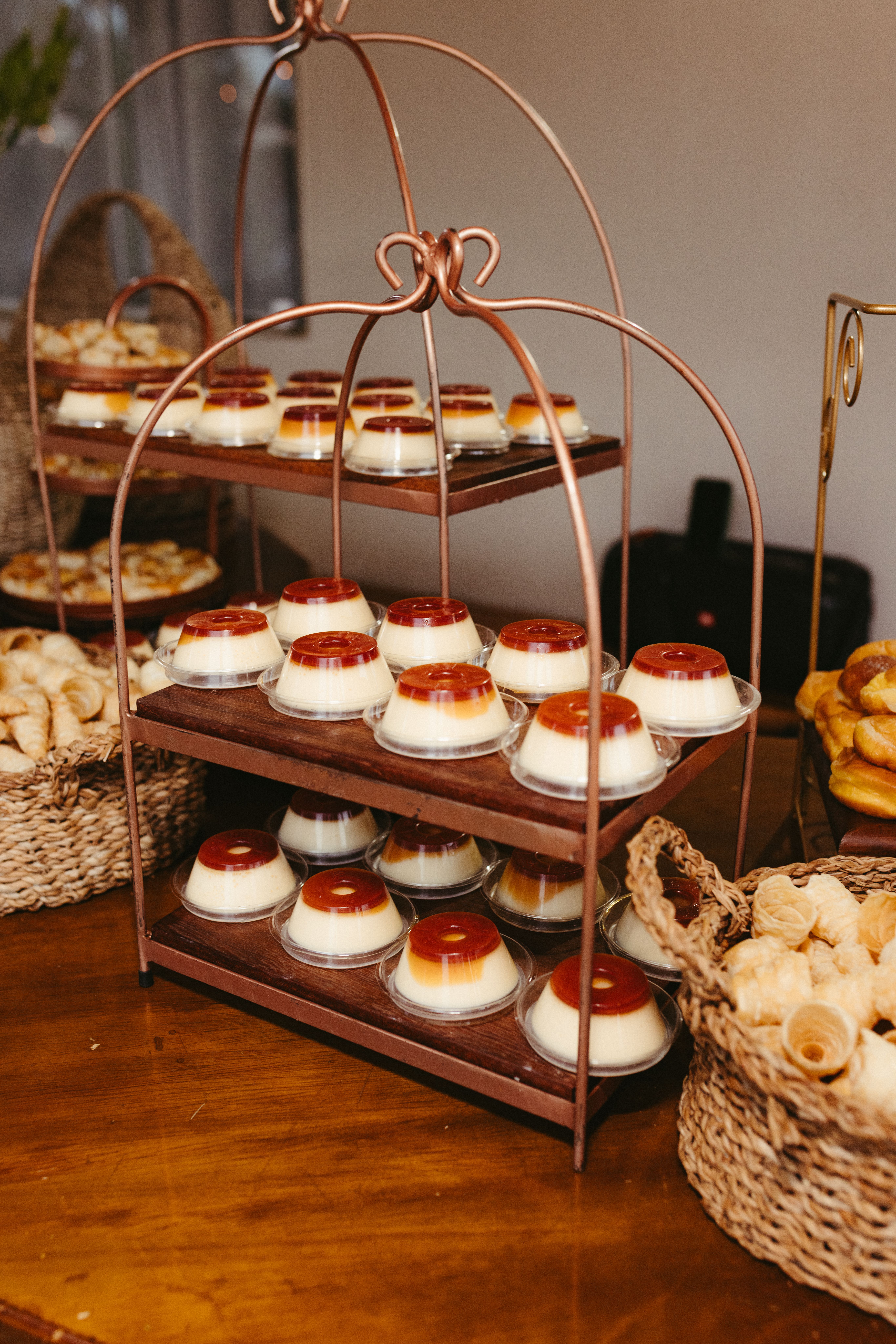 Elegant Dessert Display with Flan and Pastries · Free Stock Photo