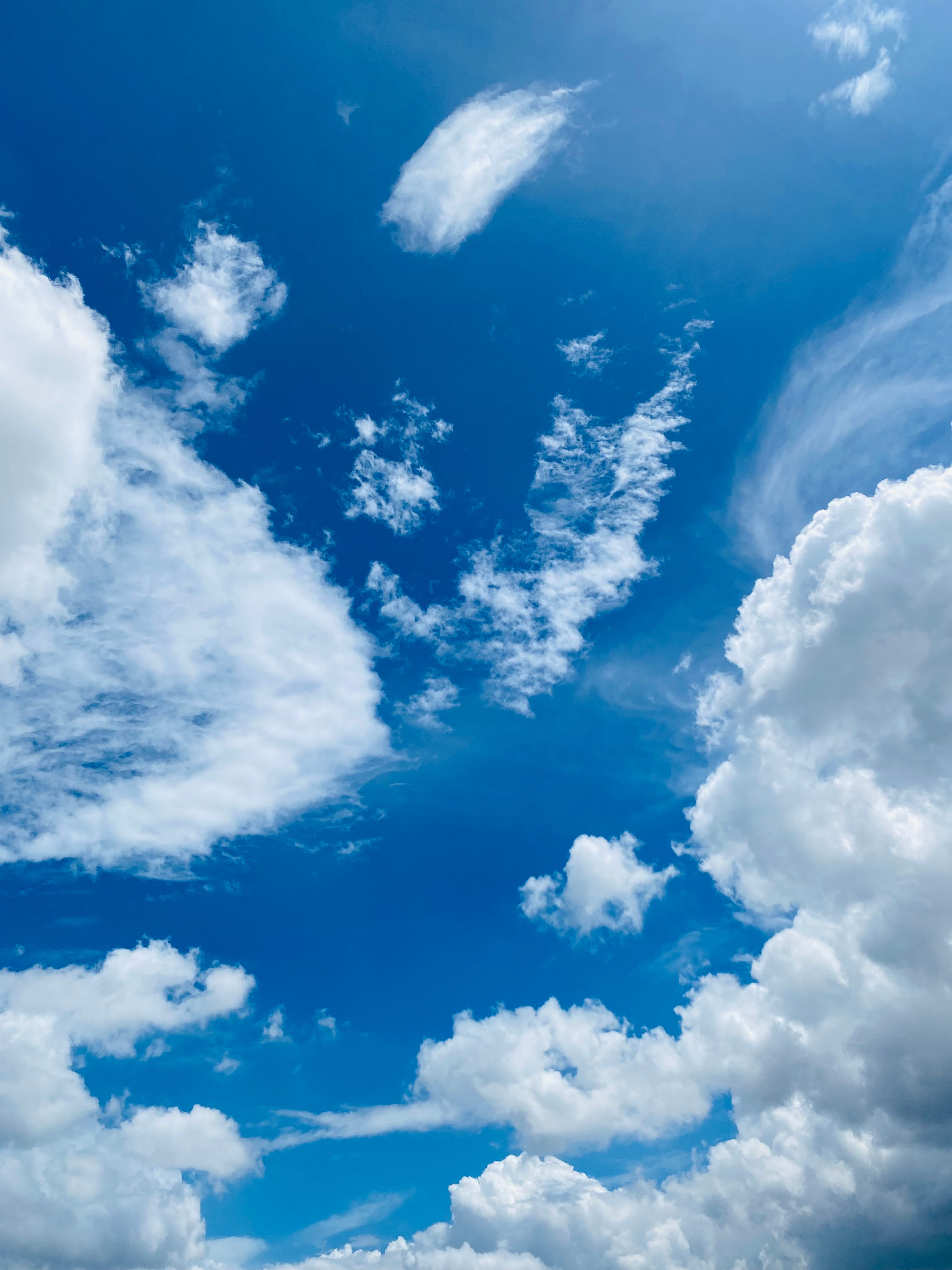 Bright Blue Sky with Fluffy White Clouds · Free Stock Photo