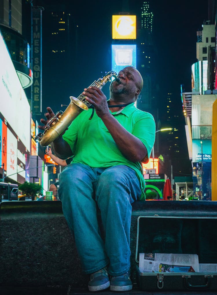 Saxophone Played By A Man