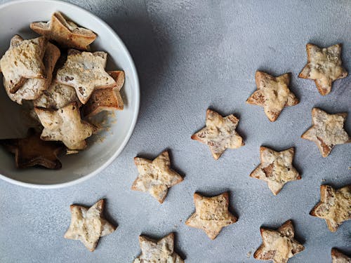 Star Cookies on Gray Surface and in Bowl