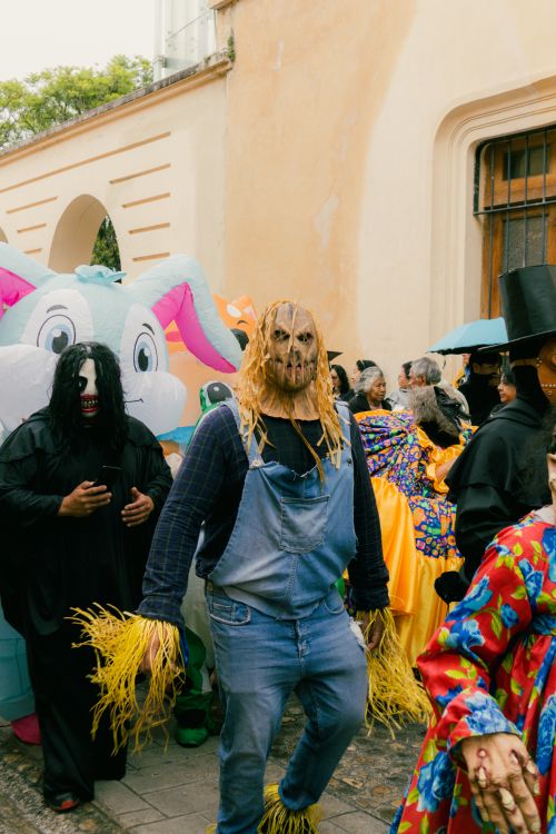 Free Colorful parade with costumed performers celebrating a cultural festivity in San Cristóbal de las Casas, Mexico. Stock Photo