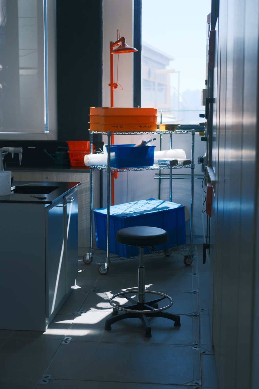 Modern laboratory interior with organized equipment