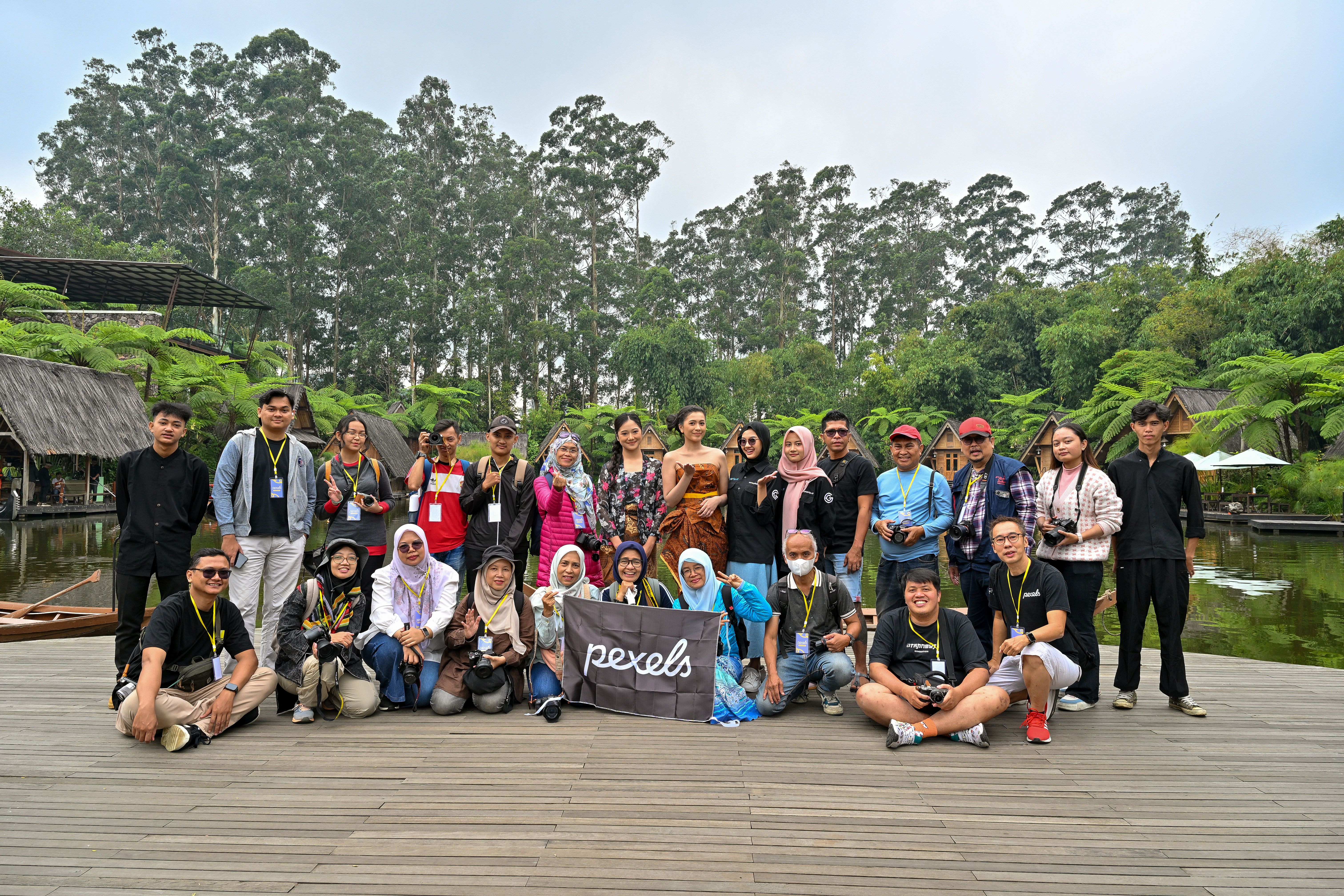 Group Photography Event in Lush Indonesian Setting