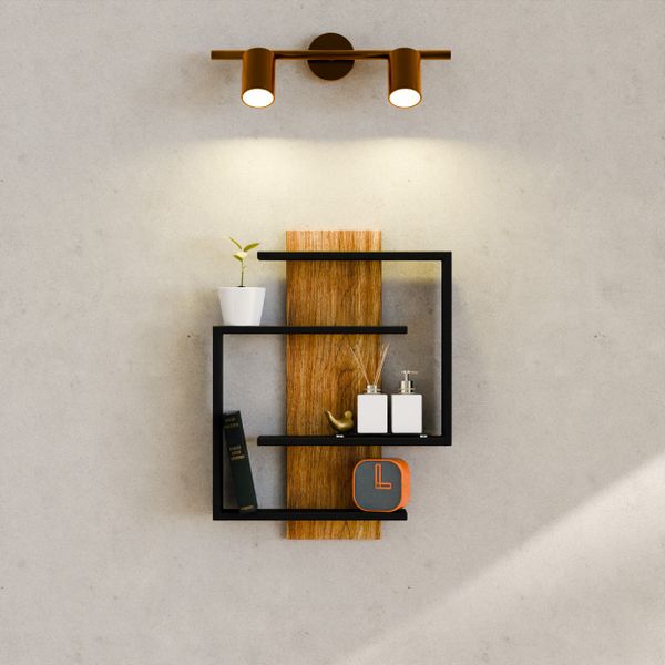 Modern wall shelf with decor items lit by soft lighting — photo by Pușcaș Adryan on Pexels