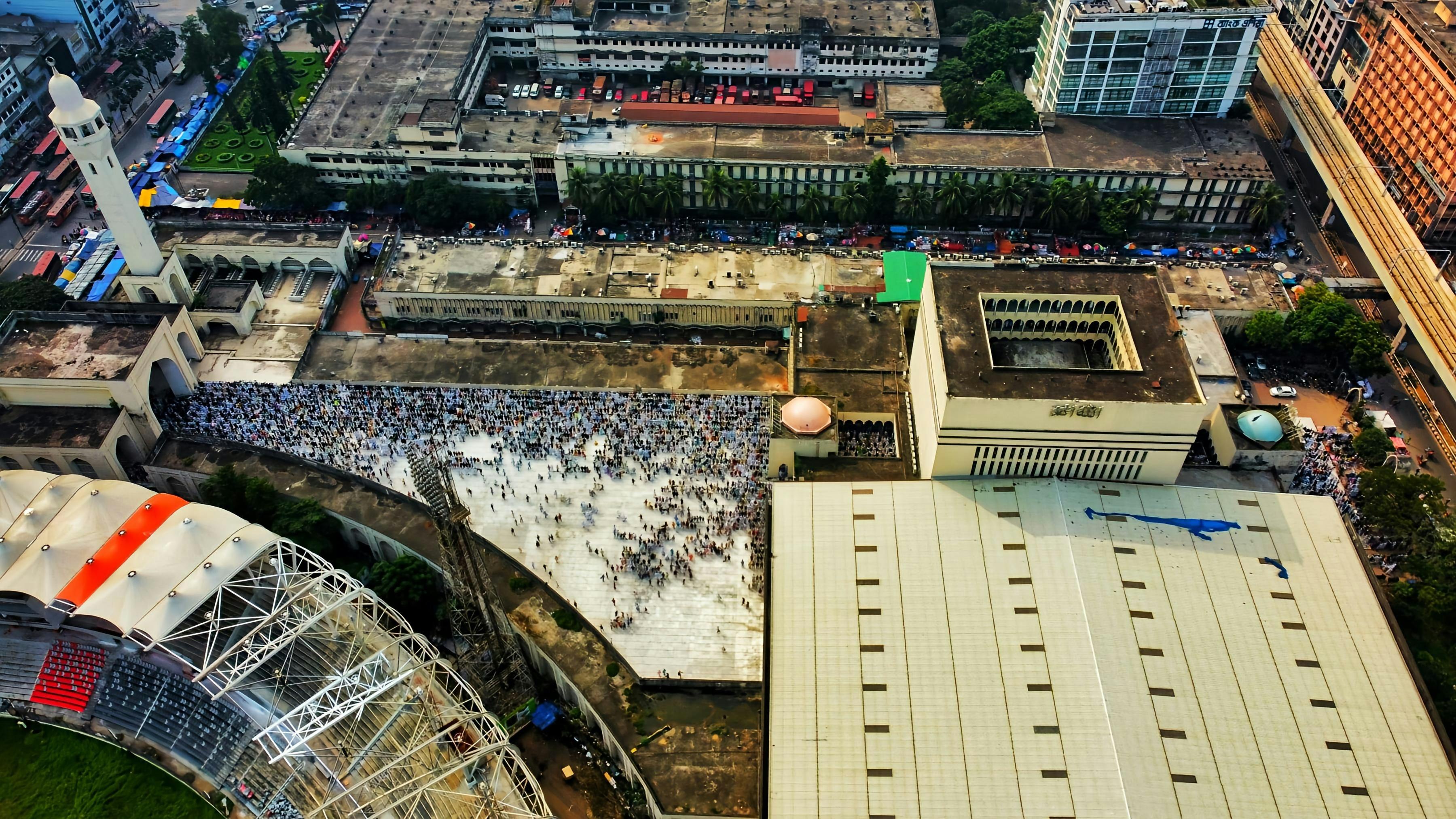 aerial view of Christ Embassy Loveworld Arena Ho Ghana with worshippers gathering