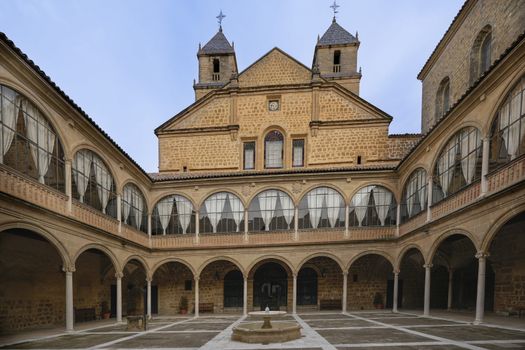 Beautiful Renaissance-style courtyard in Úbeda, highlighting historical architecture.