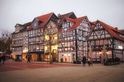 Free Charming half-timbered buildings in Bad Hersfeld, highlighting German architectural beauty. Stock Photo