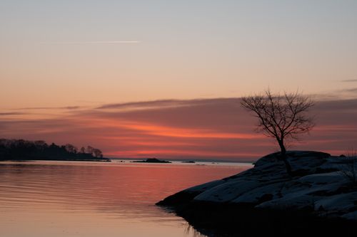 Free Tranquil sunrise at Cove Island Park, Stamford, Connecticut with vibrant pink and orange sky. Stock Photo