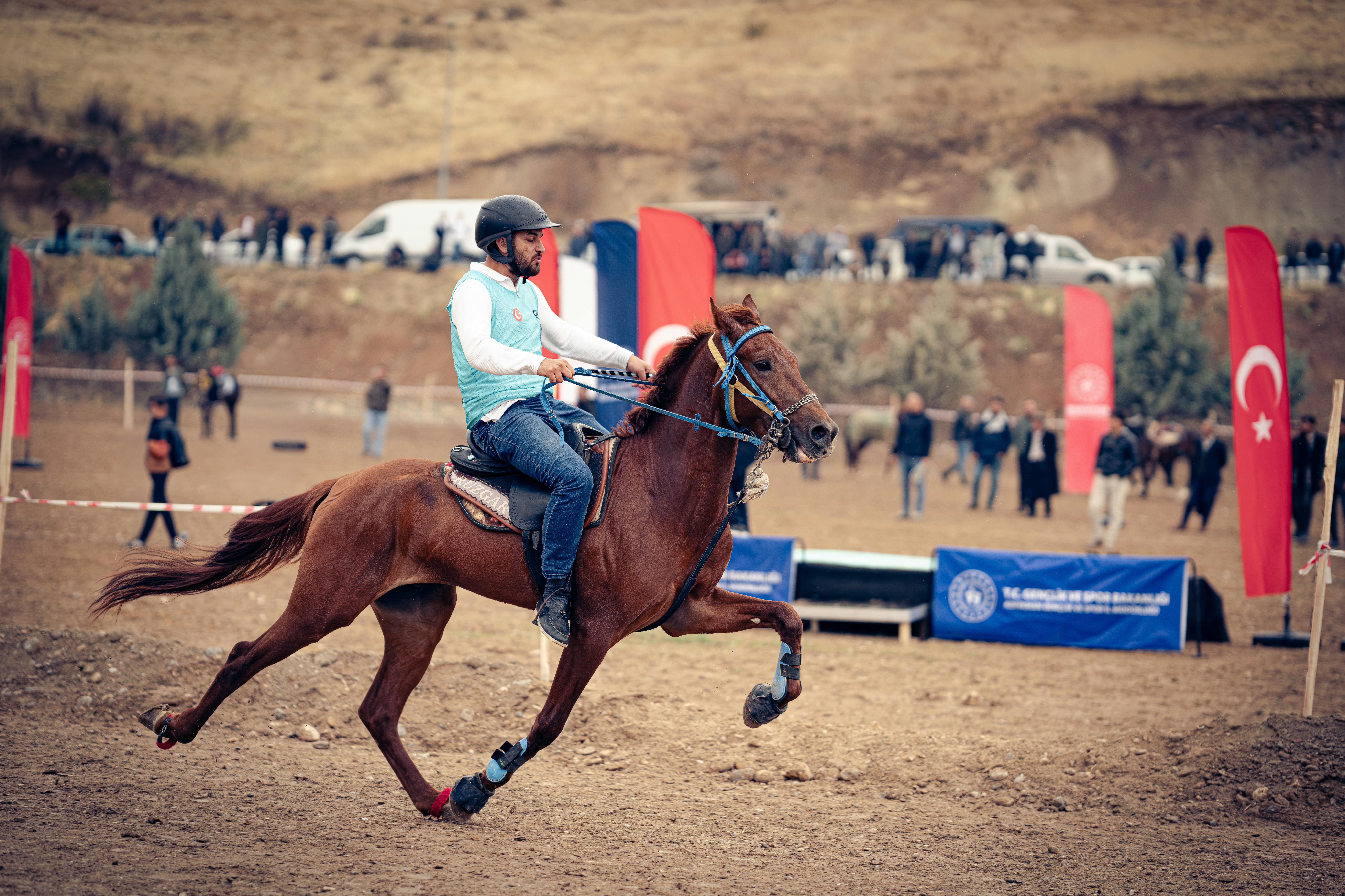 Jockey parlant à son cheval
