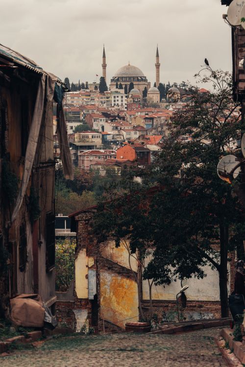 Free Picturesque view of Bursa's cityscape featuring the Grand Mosque amidst traditional architecture. Stock Photo