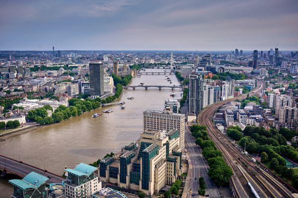 Thames View Text Aerial View of London From the Thames · Free Stock Photo