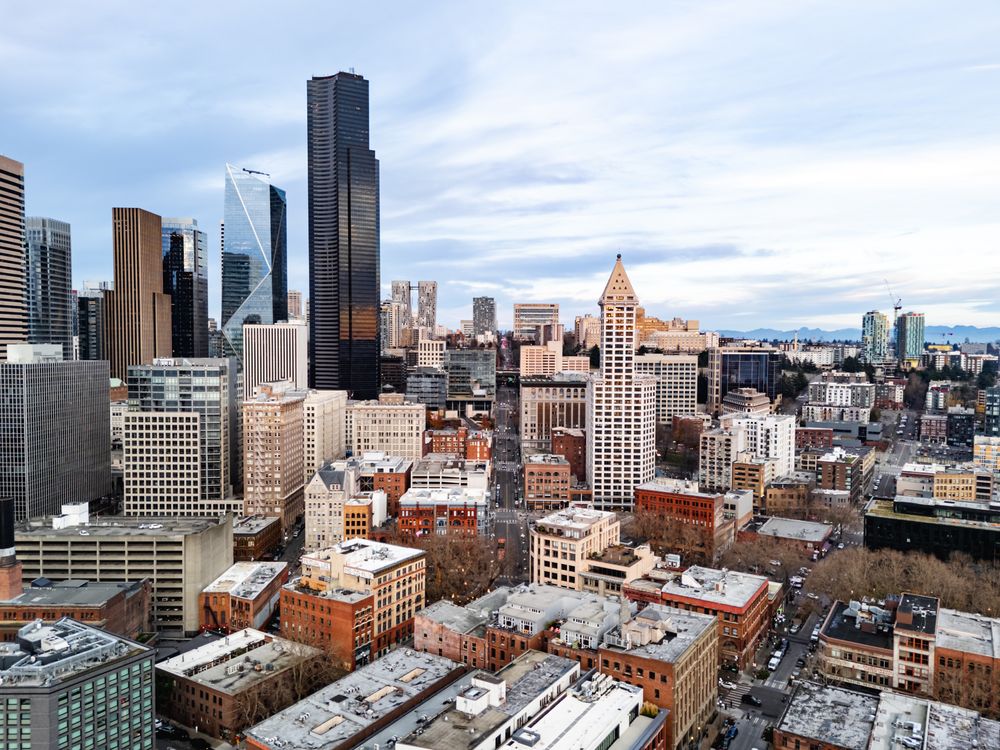 Aerial View of Downtown Seattle Skyline · Free Stock Photo