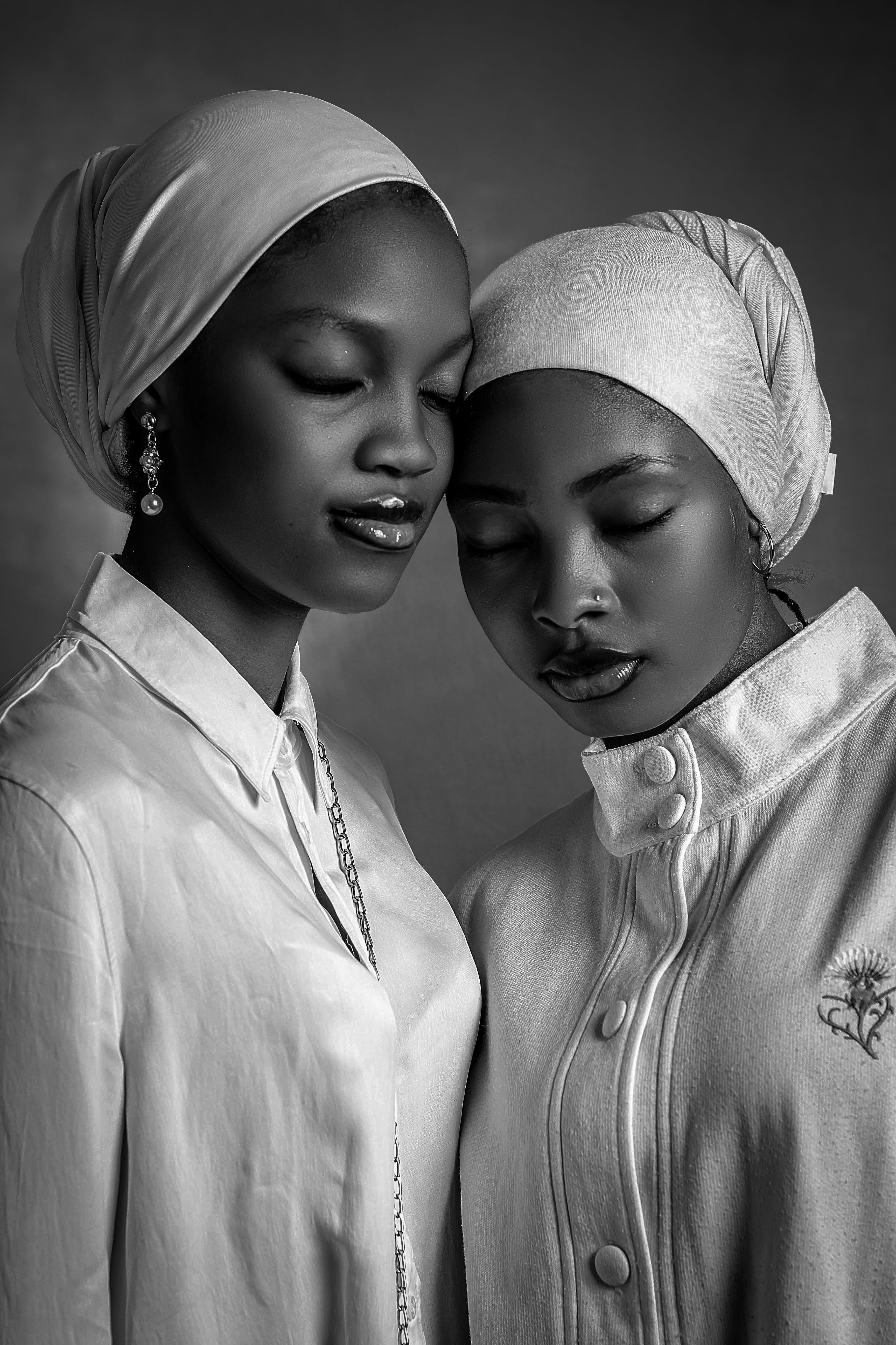 Elegant Black and White Portrait of Two Women · Free Stock Photo