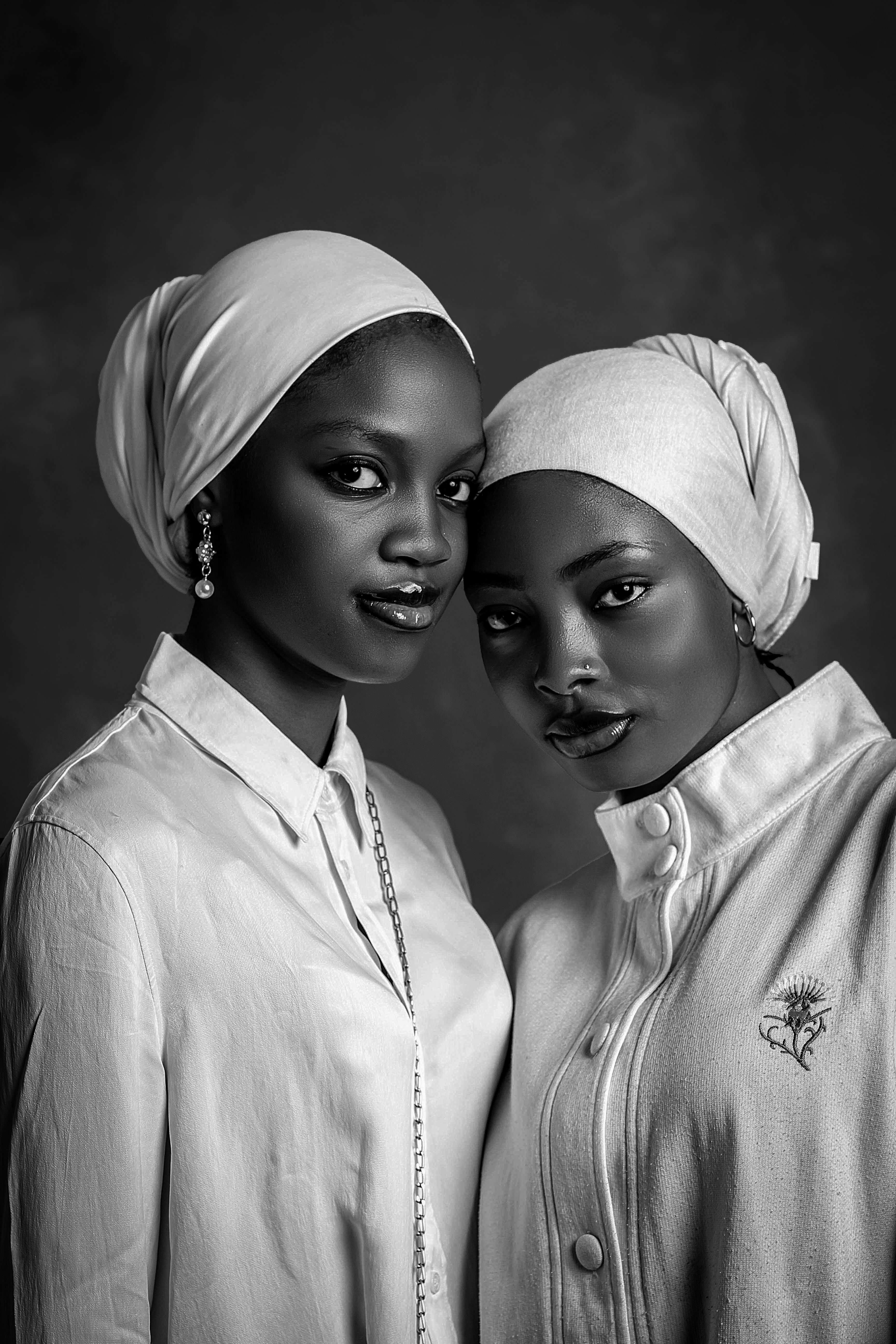 Elegant Black and White Portrait of Two Women · Free Stock Photo