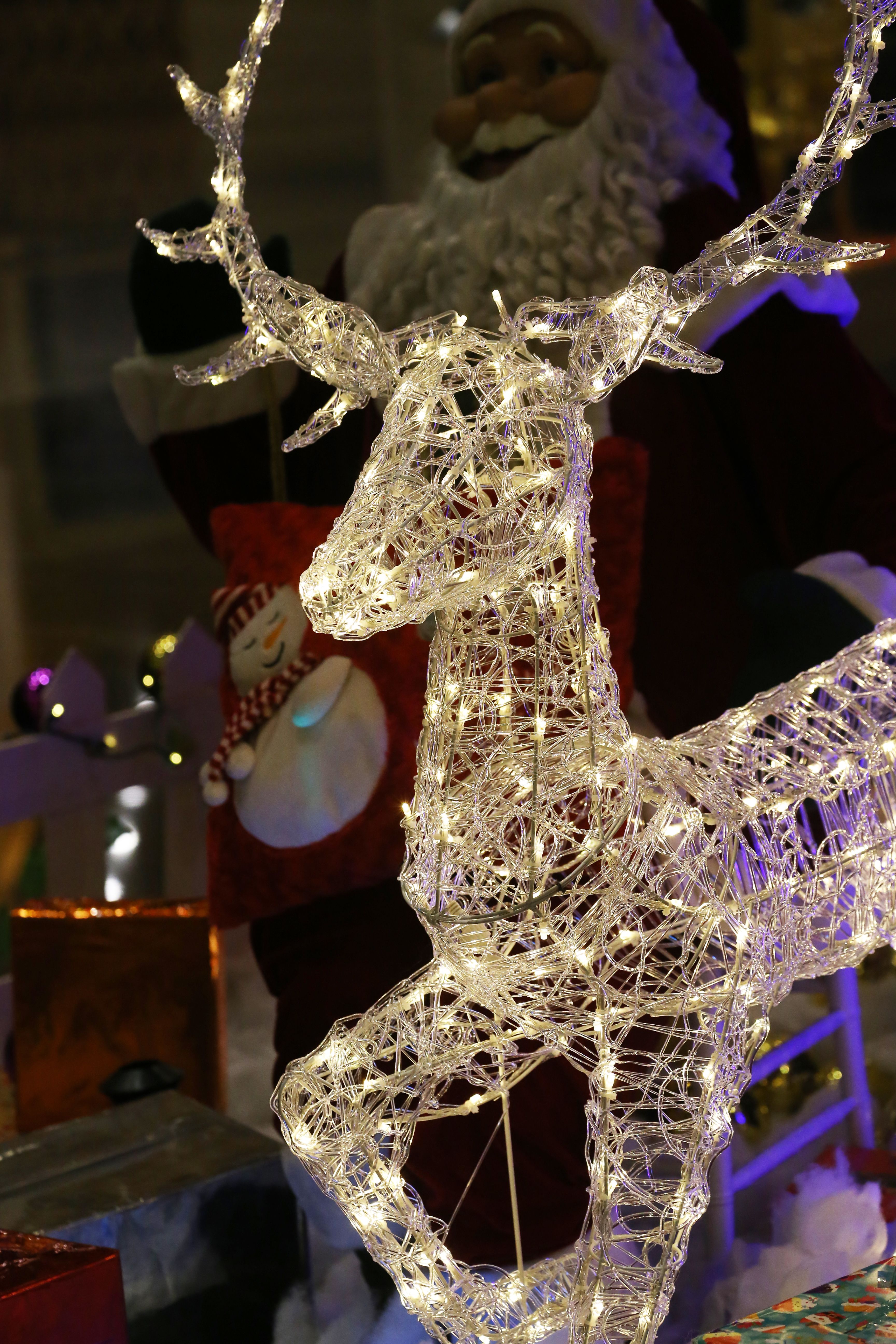 Festive Christmas Display with Santa and Reindeer · Free Stock Photo