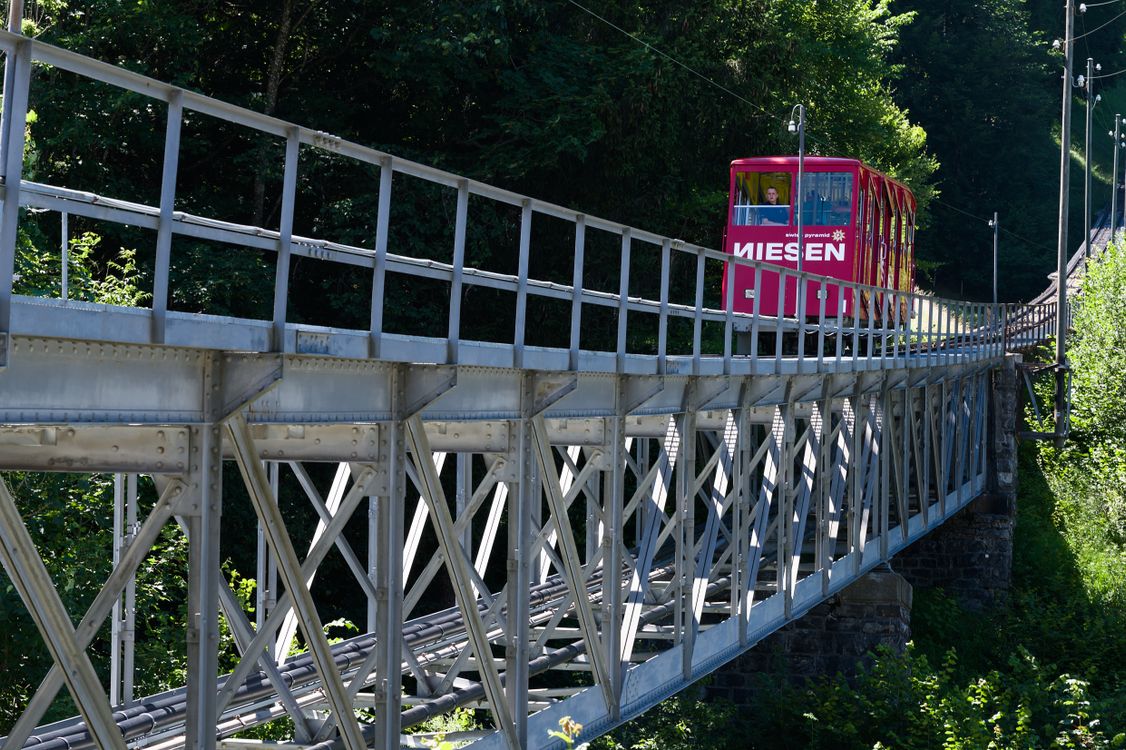 Red Funicular Train Red Funicular on the Niesenbahn Railway in Switzerland · Free Stock Photo