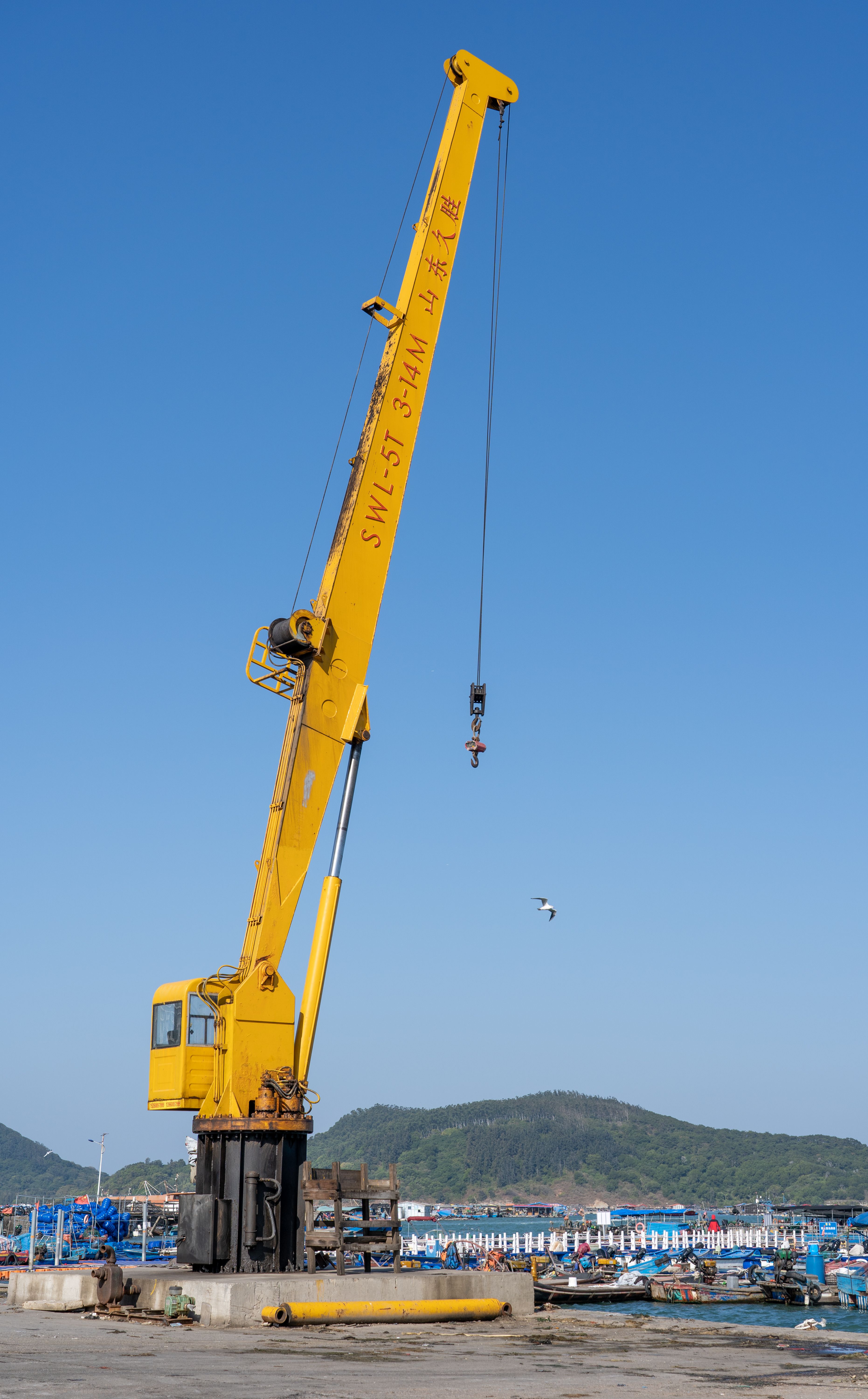 Large Yellow Industrial Crane at Harbor Landscape · Free Stock Photo