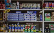 Explore nostalgic retro products on a vintage grocery store shelf.