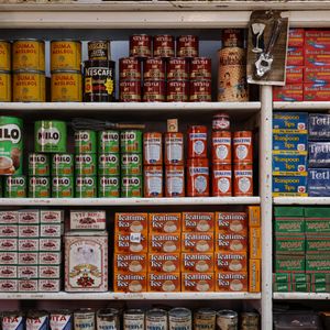 Grocery aisle with organic products