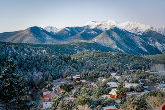 Breathtaking winter landscape of snow-capped mountains in Buena Vista, Colorado. 35288250