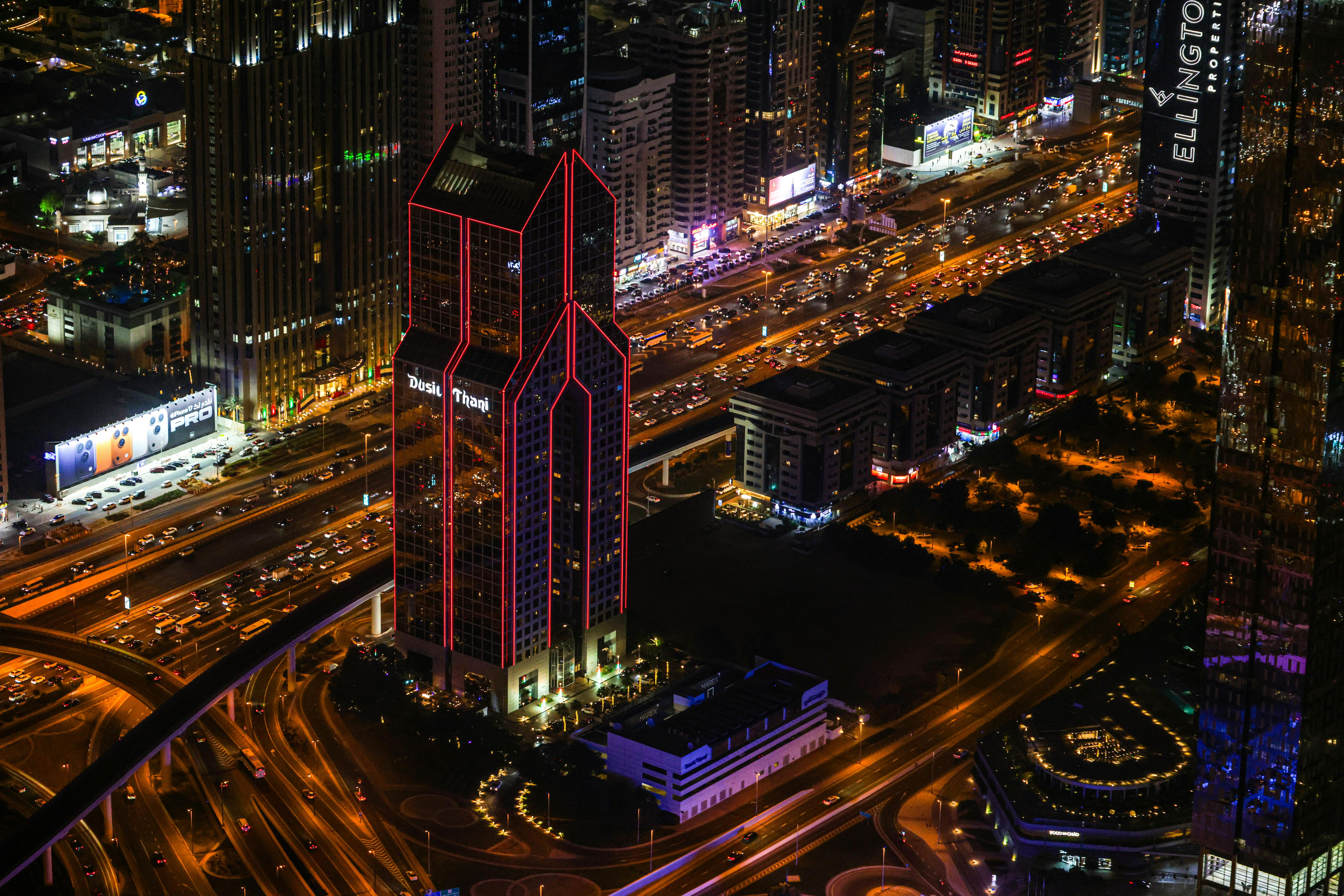 Free stock photo of above city, city, city at night
