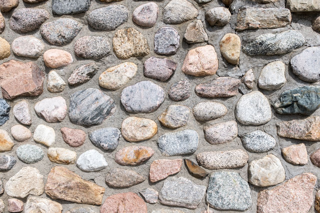 high resolution image of a rustic stone wall showcasing diverse natura