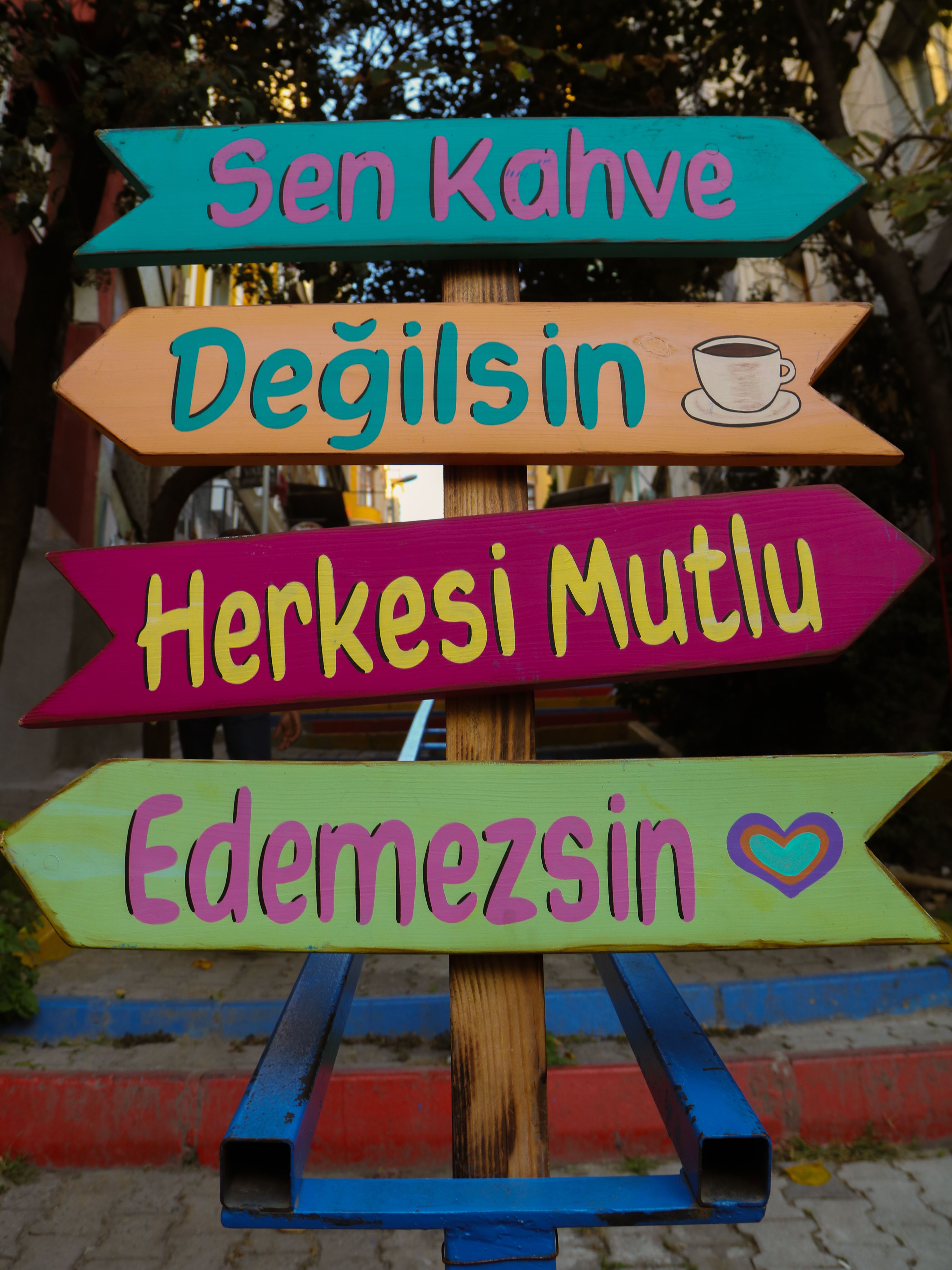Colorful Signpost with Turkish Quotes in Istanbul · Free Stock Photo