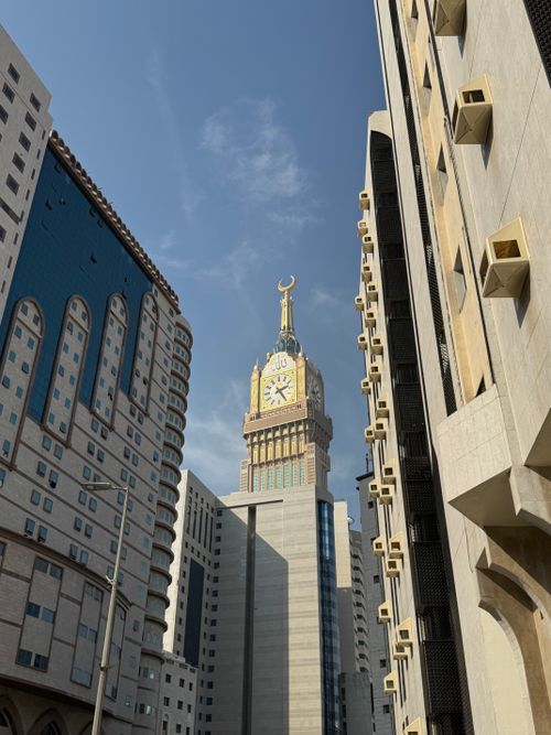 Free Stunning view of Abraj Al Bait Towers in Mecca, showcasing Islamic architecture and urban landscape. Stock Photo