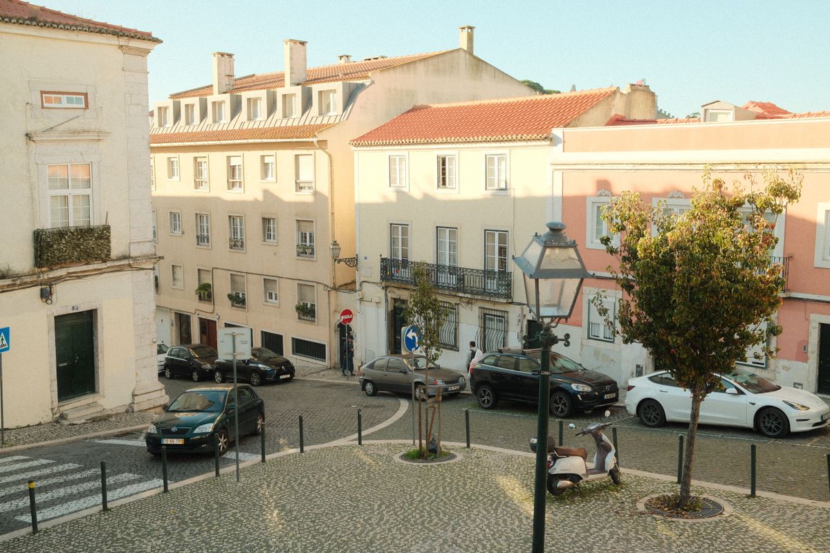 Quiet historic street in Lisbon, Portugal
