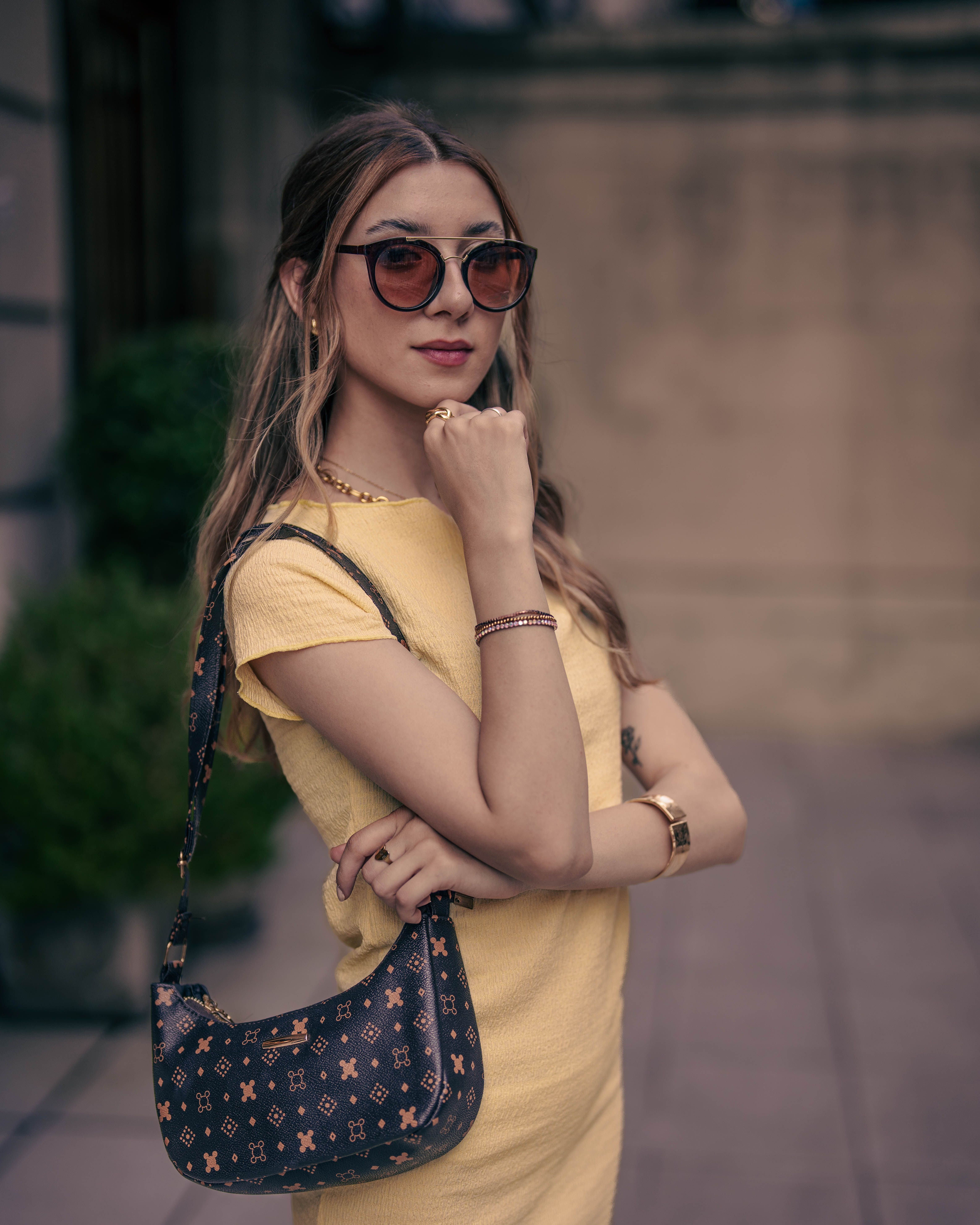 Stylish Woman in Yellow Dress and Sunglasses · Free Stock Photo