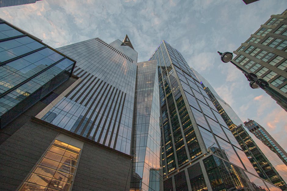 Skyscrapers against a vibrant evening sky